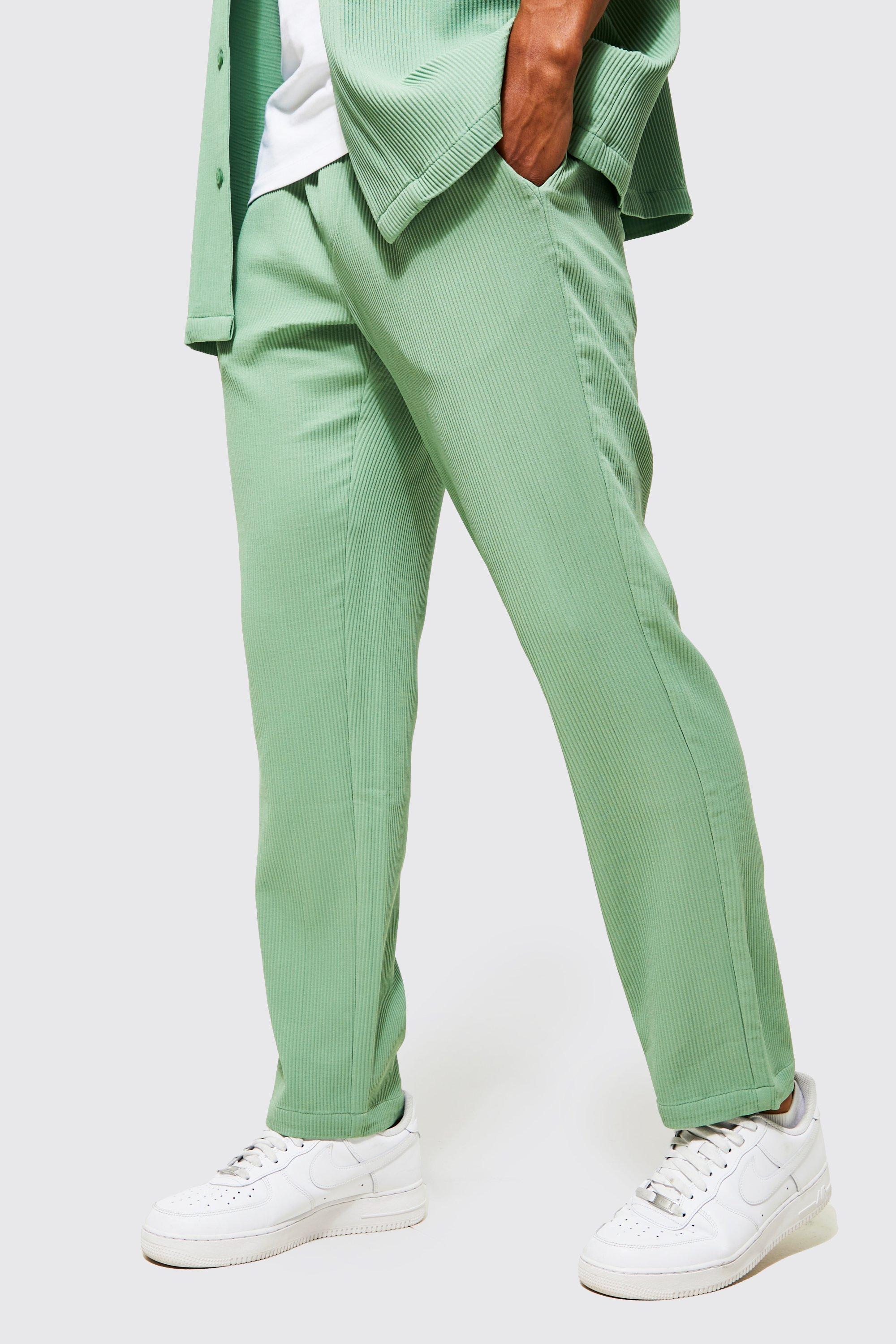 Image of Pantaloni Slim Fit con pieghe, Verde