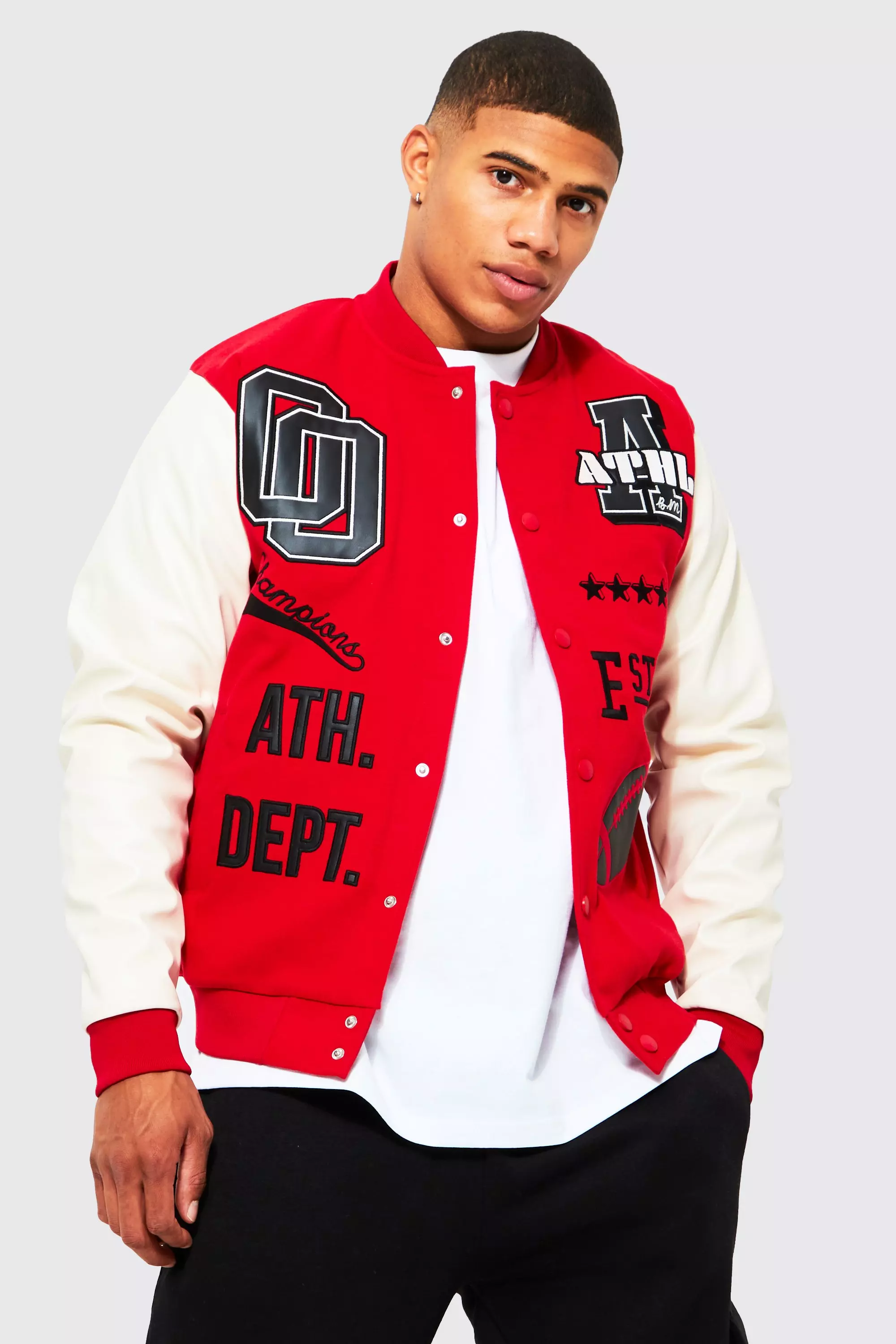 Red and white deals letterman jacket