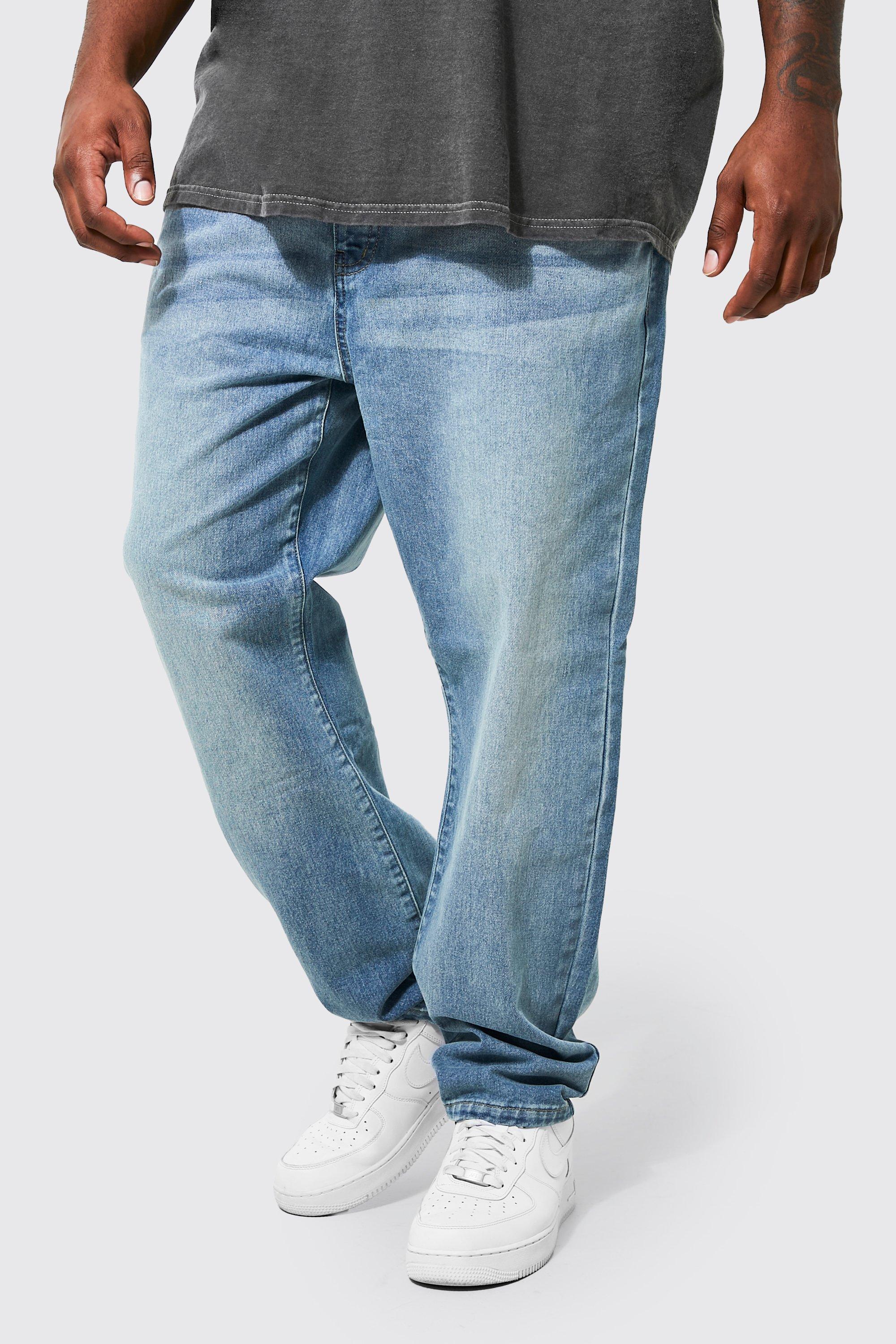Image of Jeans Plus Size Slim Fit in denim rigido, Azzurro