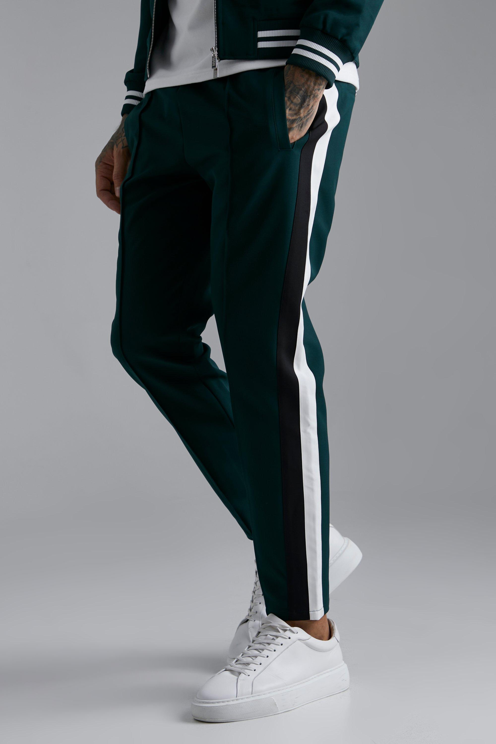 Mens Green Tailored Varsity Trouser, Green