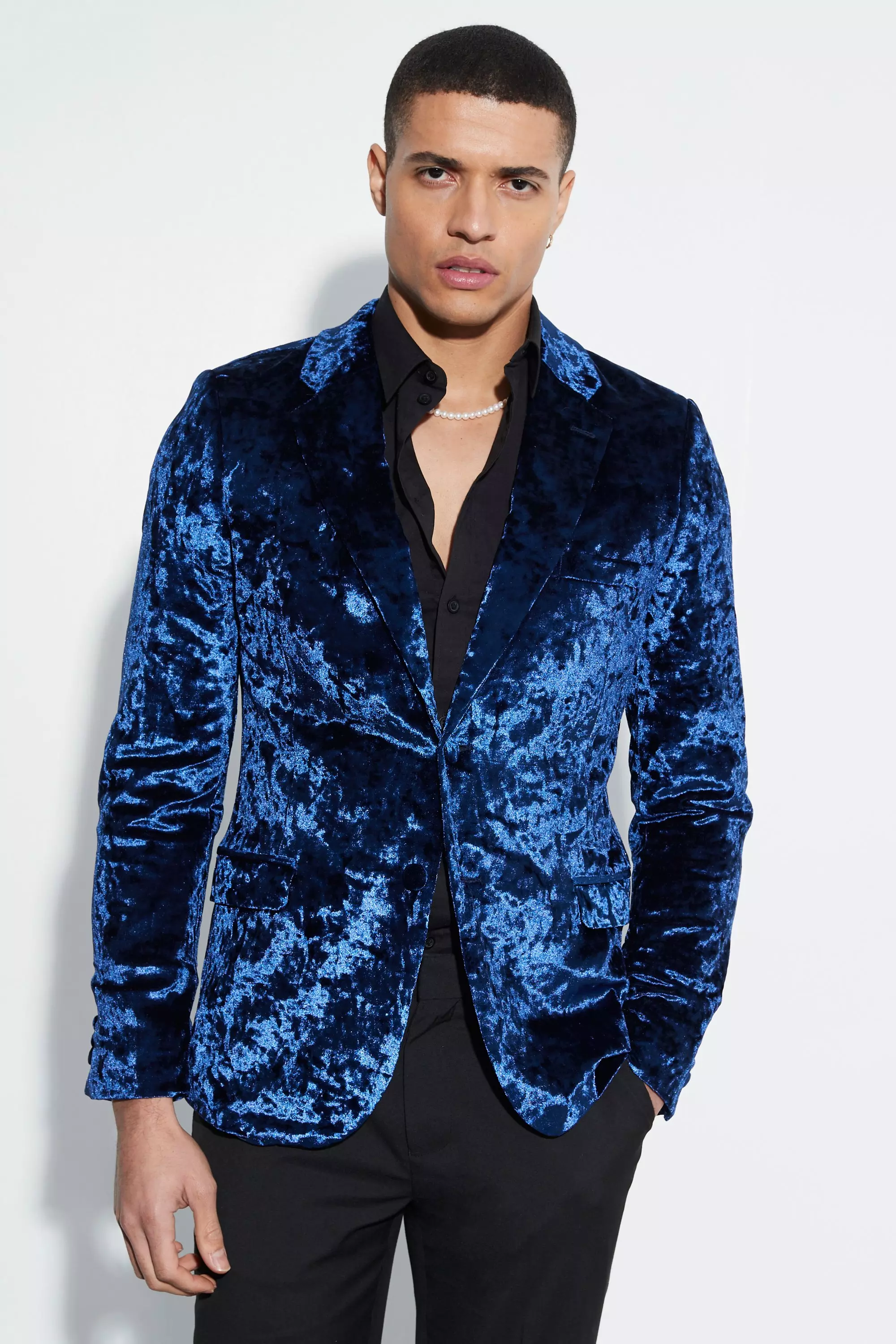 Skinny Crushed Velvet Blazer