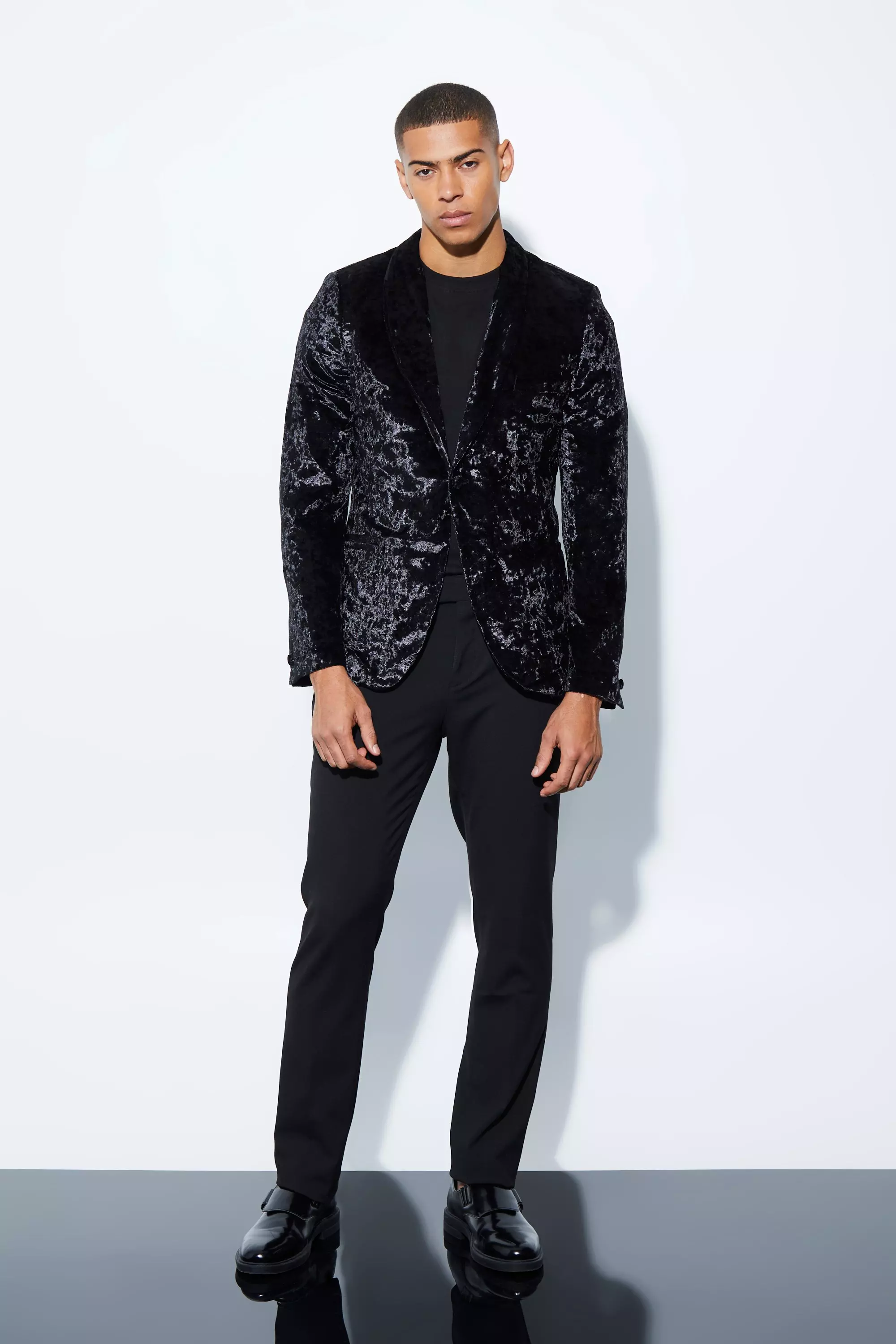 Men's Skinny Crushed Velvet Suit Jacket