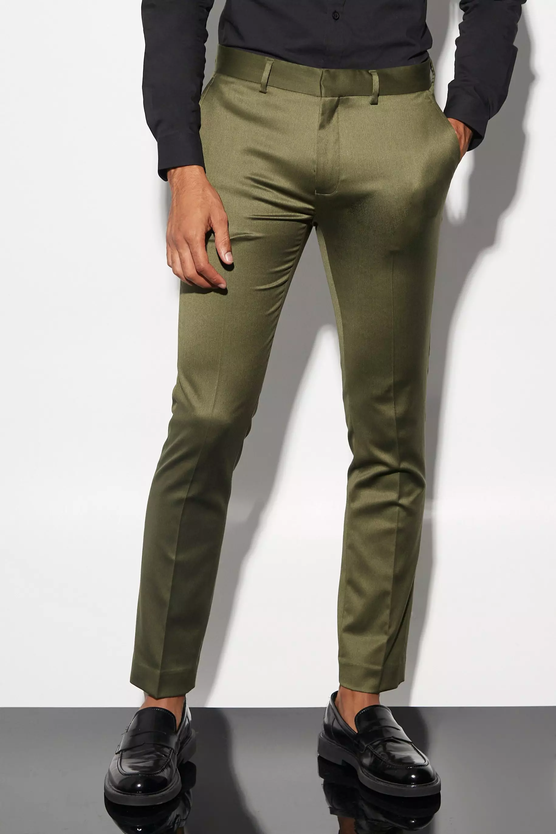 Skinny Satin Dress Pants | boohooMAN USA