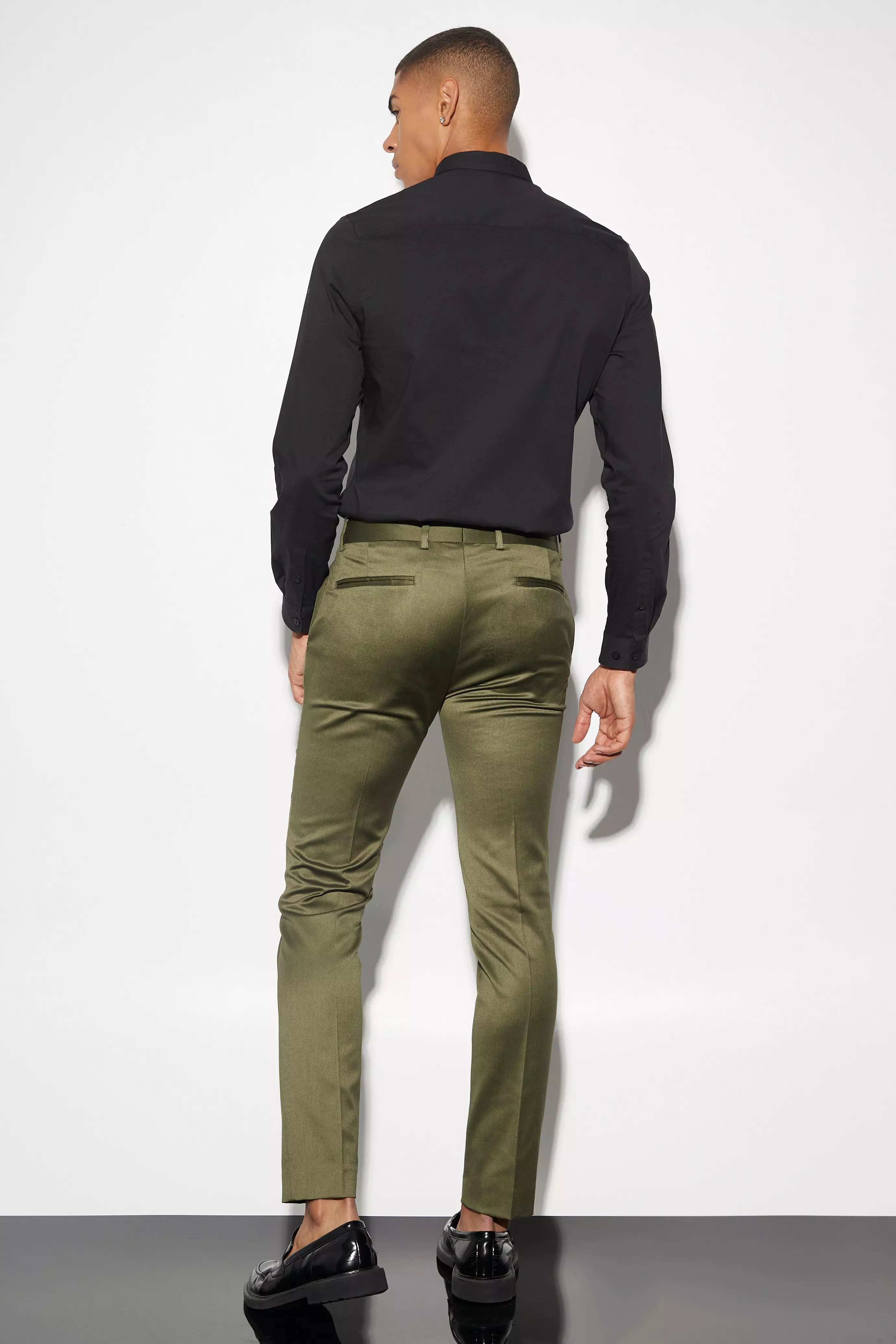 Montorsop Tailored Pants - Olive - Slim Stretch Tailored Pants, Suit Pants
