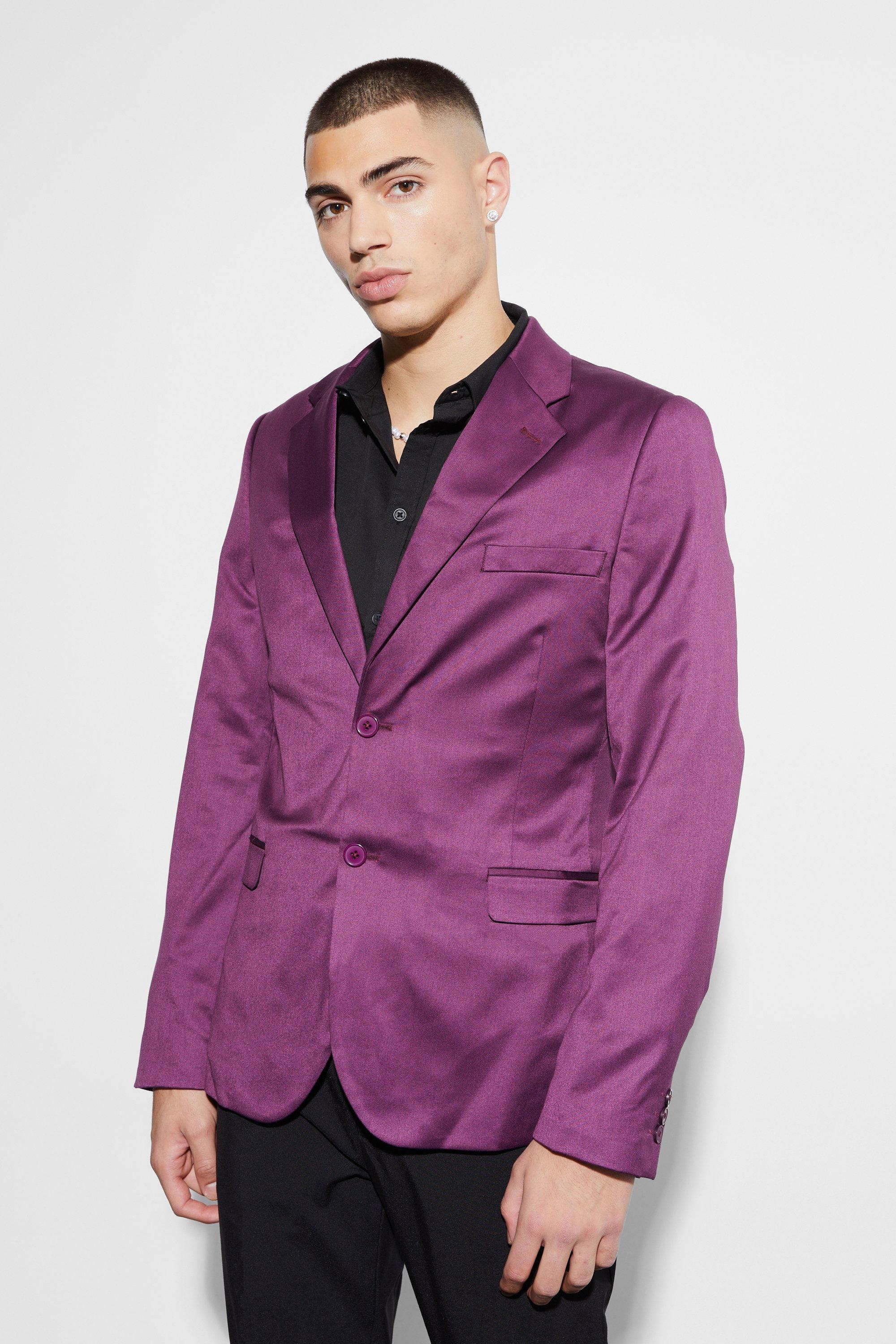 pantalon de costume skinny satiné homme - violet - 38, violet