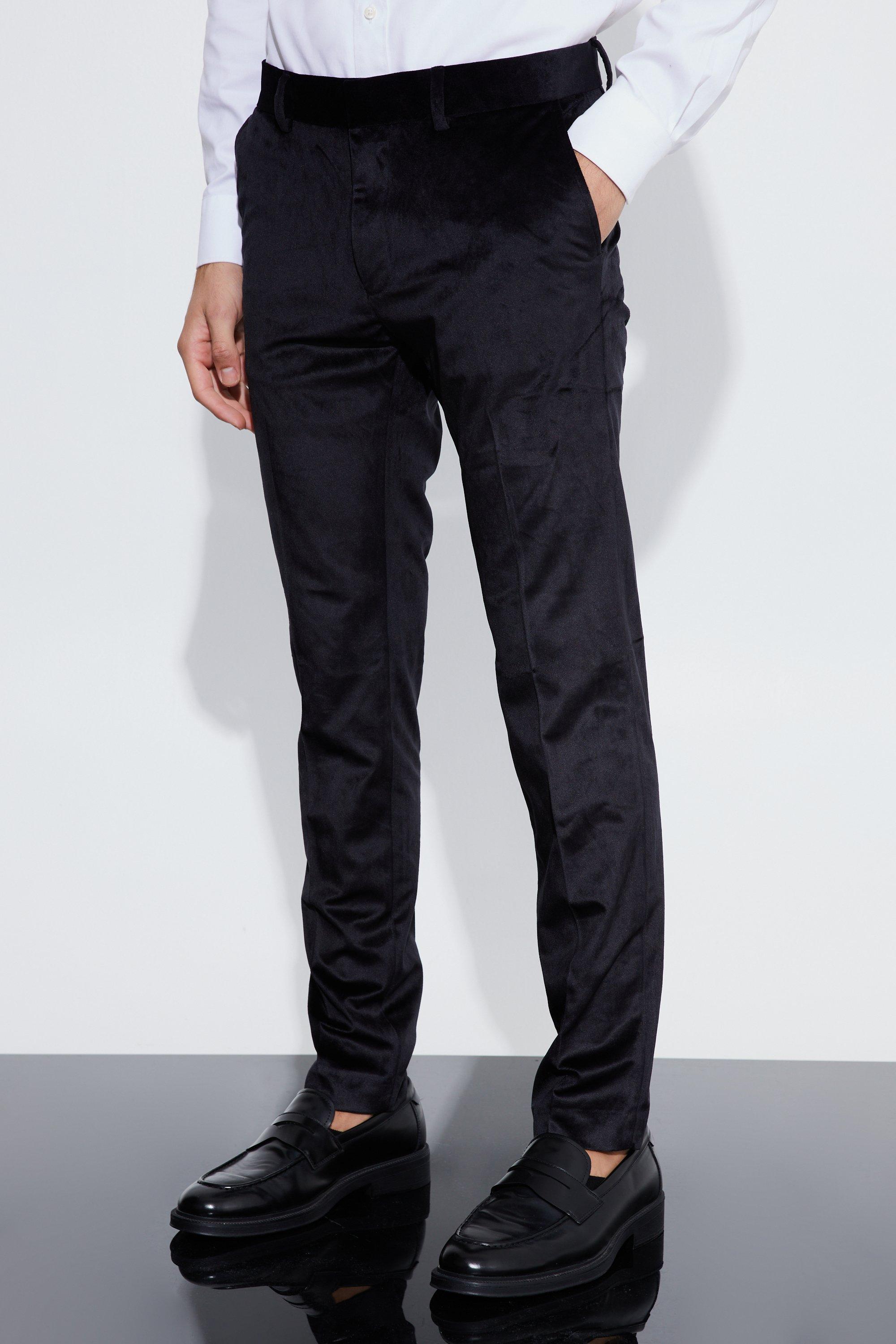 pantalon de costume skinny en velours homme - noir - 32r, noir