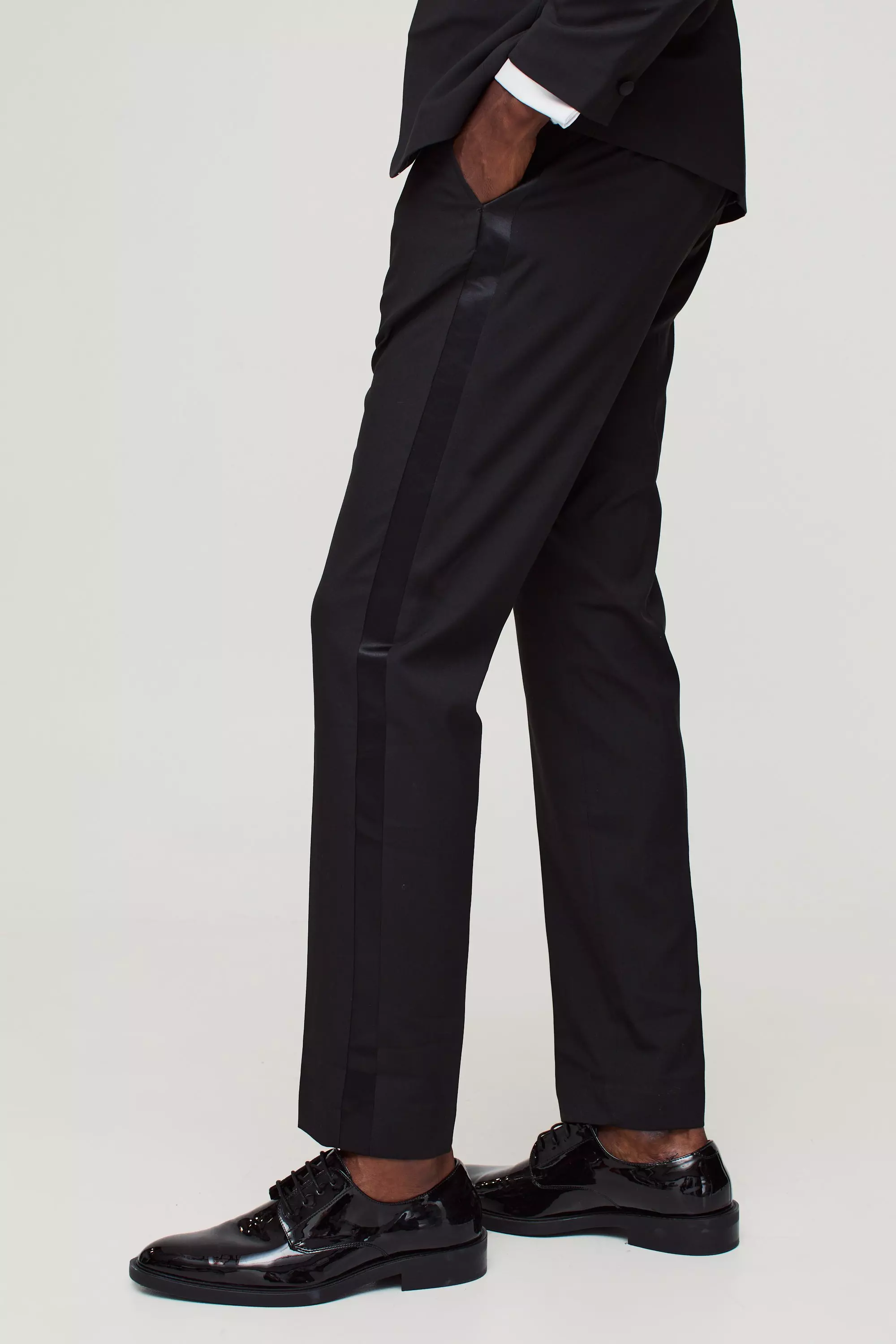 Slim Fit Tuxedo Pant - Black Chintz, Suit Pants