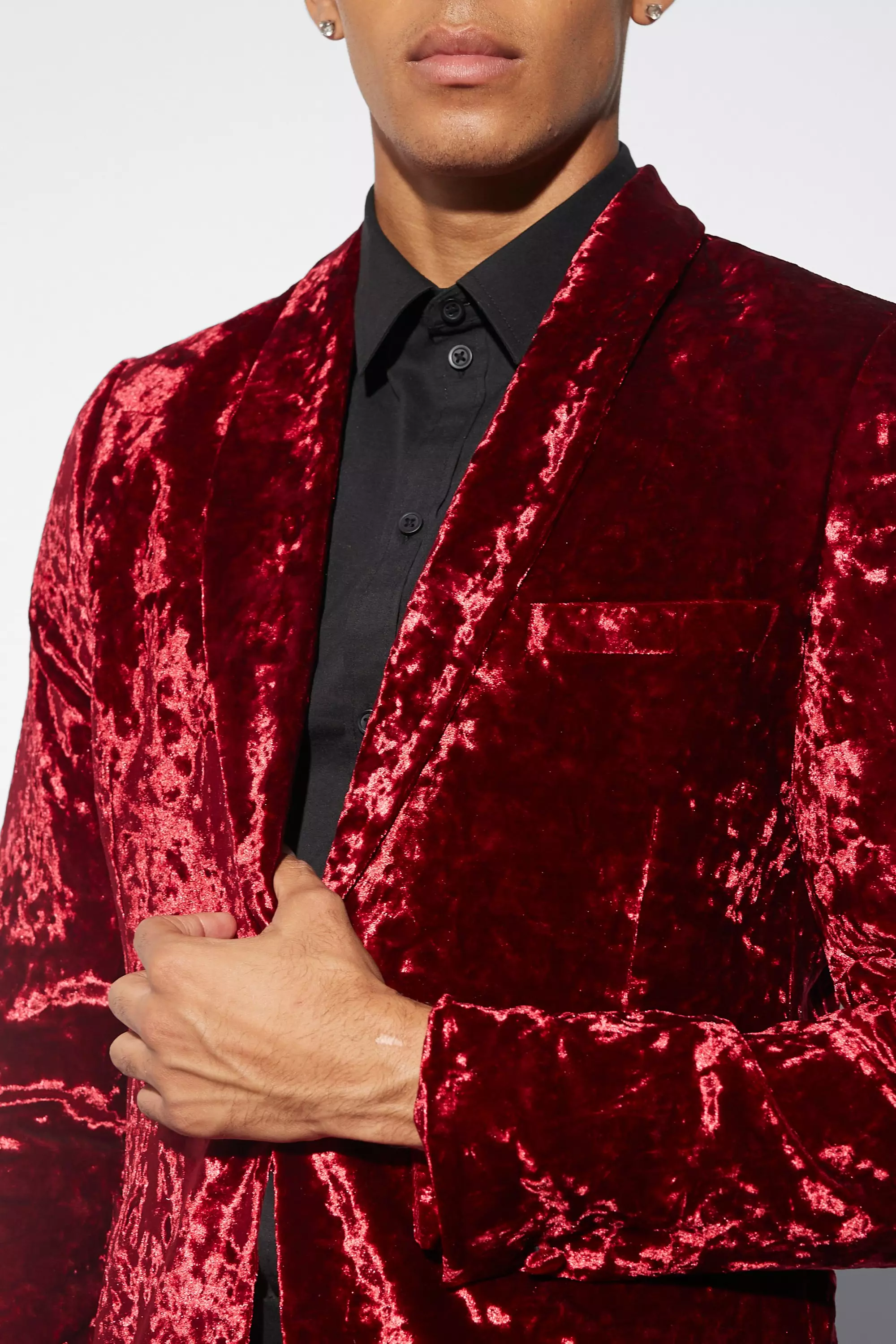 Skinny Crushed Velvet Blazer