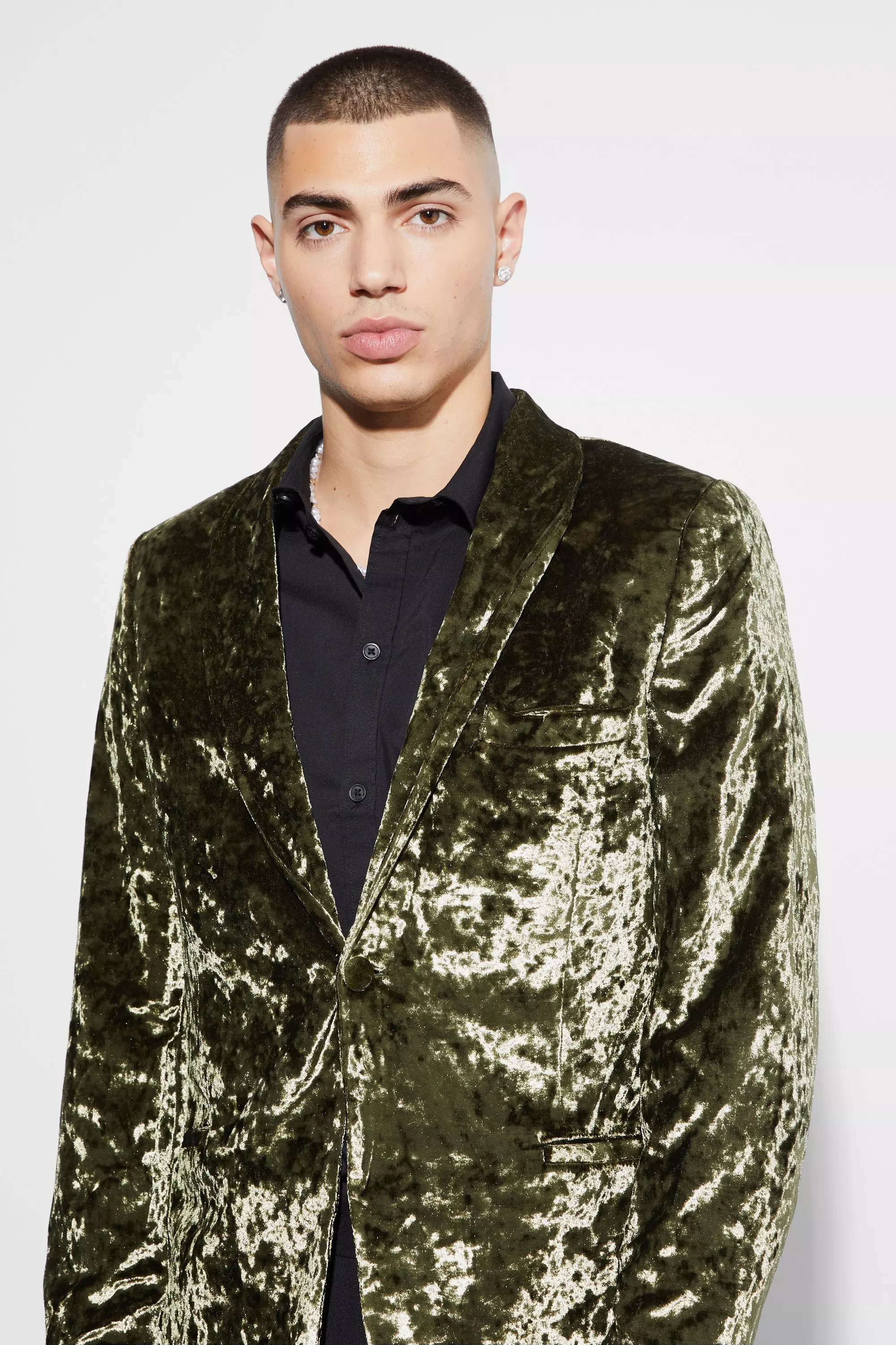 Skinny Crushed Velvet Blazer