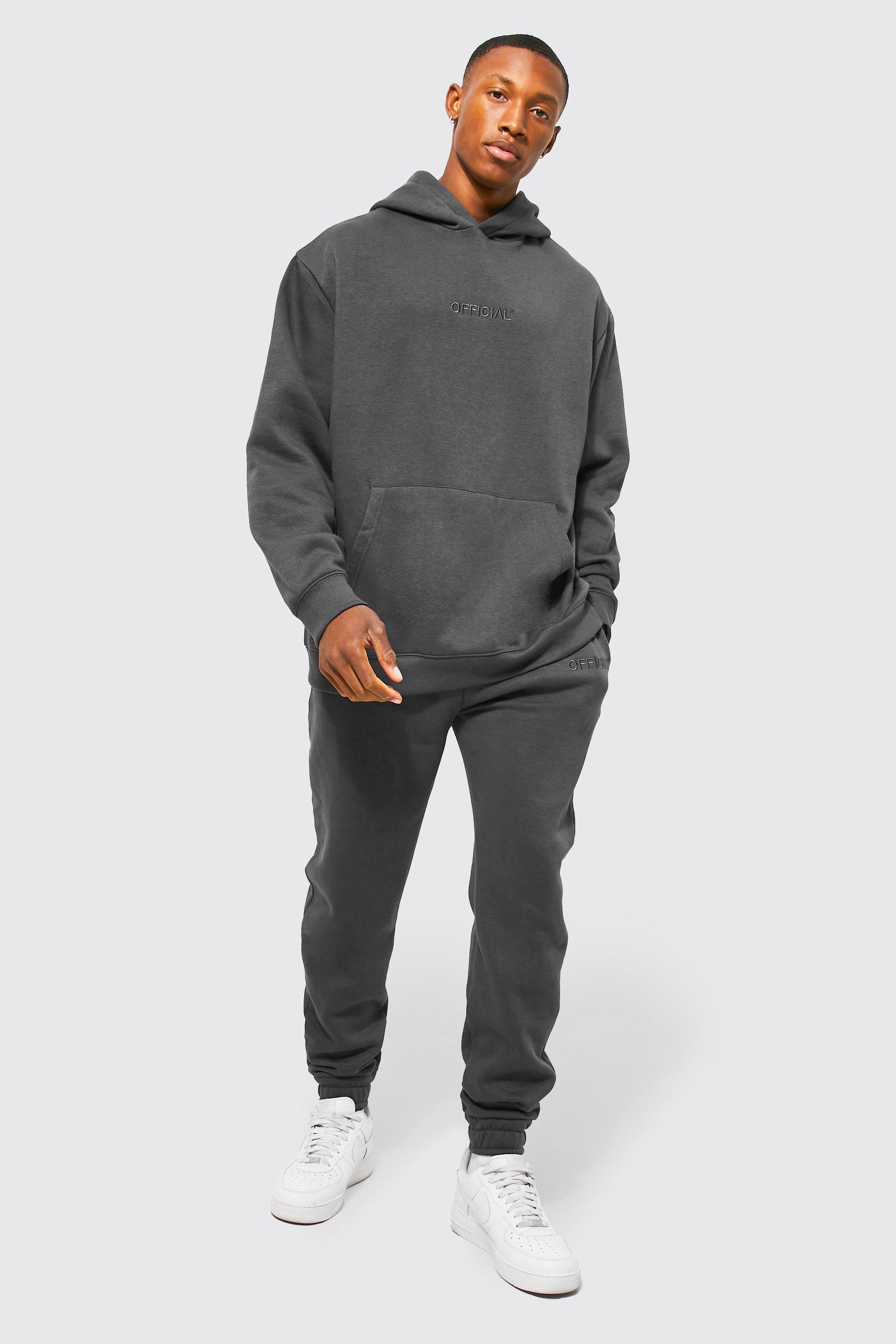 Mens Grey Oversized Hooded Tracksuit, Grey