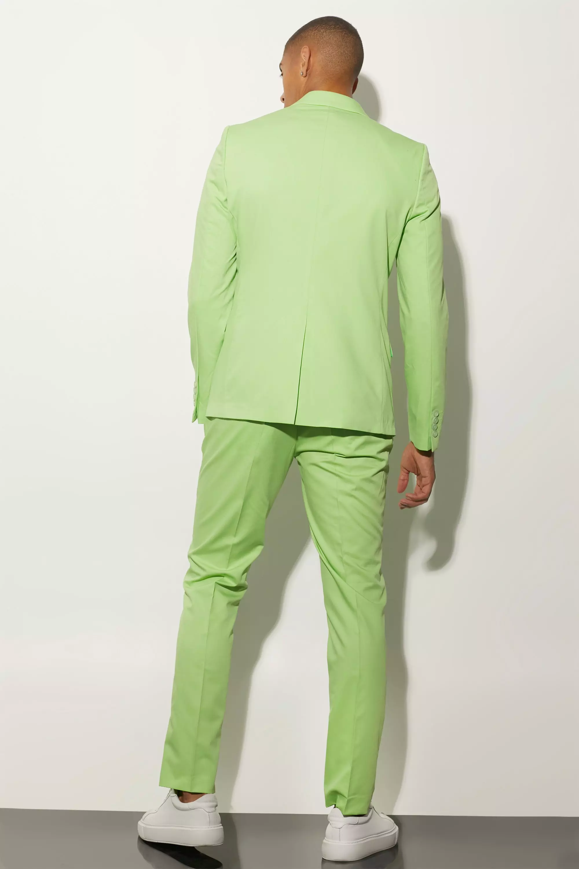 boohooMAN Mens Slim Fit Harness Buckle Suit Jacket - Green