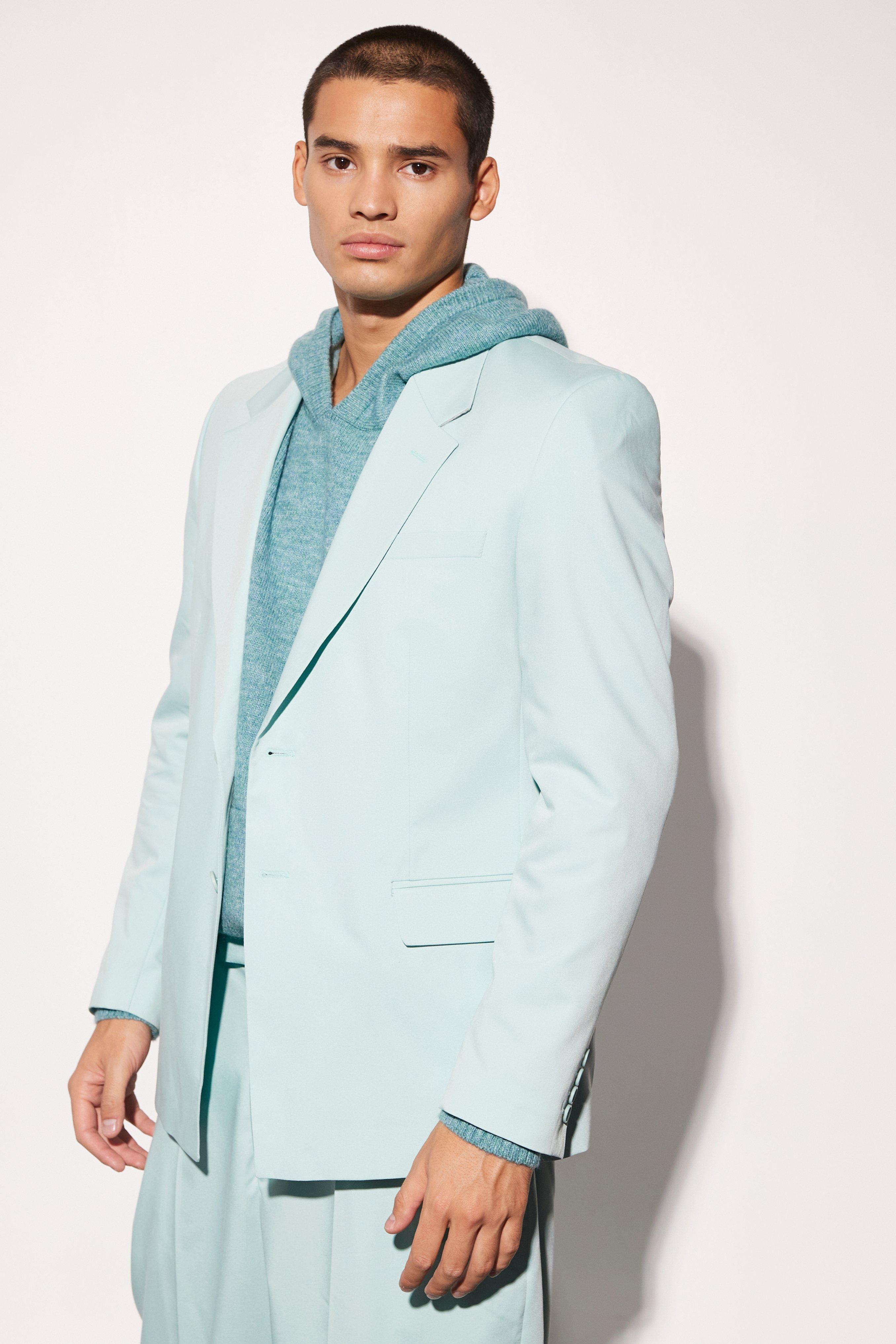 Mens Blue Oversized Boxy Fit Blazer, Blue