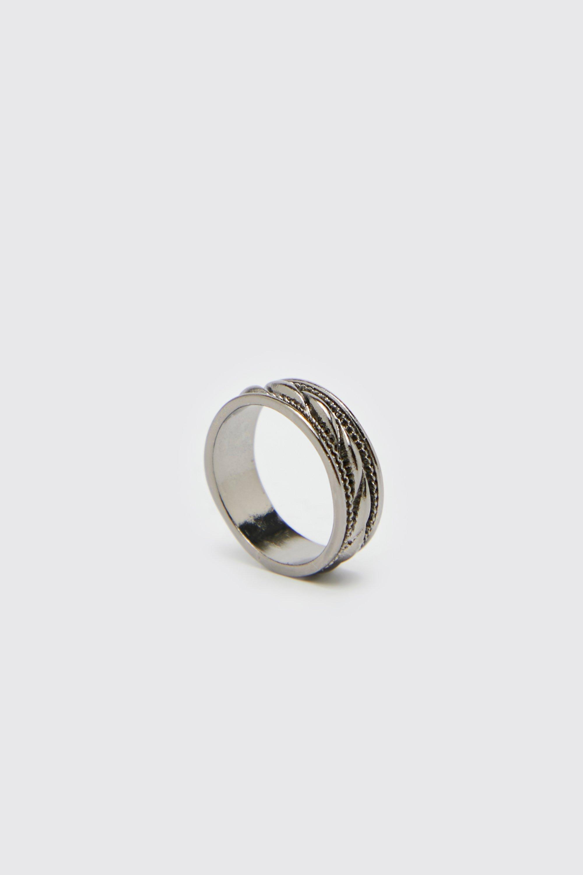 Mens Metallics Twist Detail Ring, Metallics