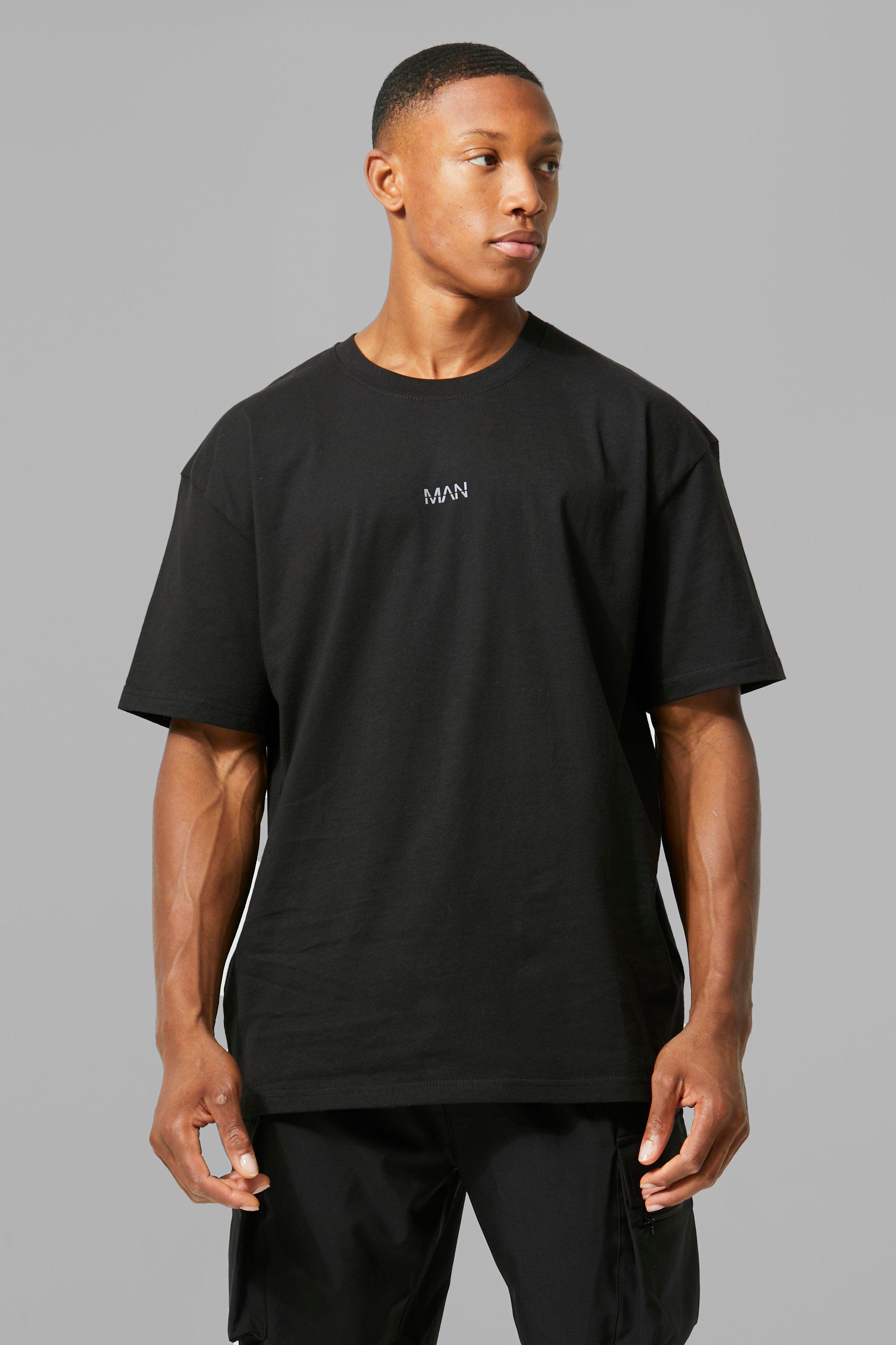 womens man active gym basic oversized t-shirt - black - xs, black