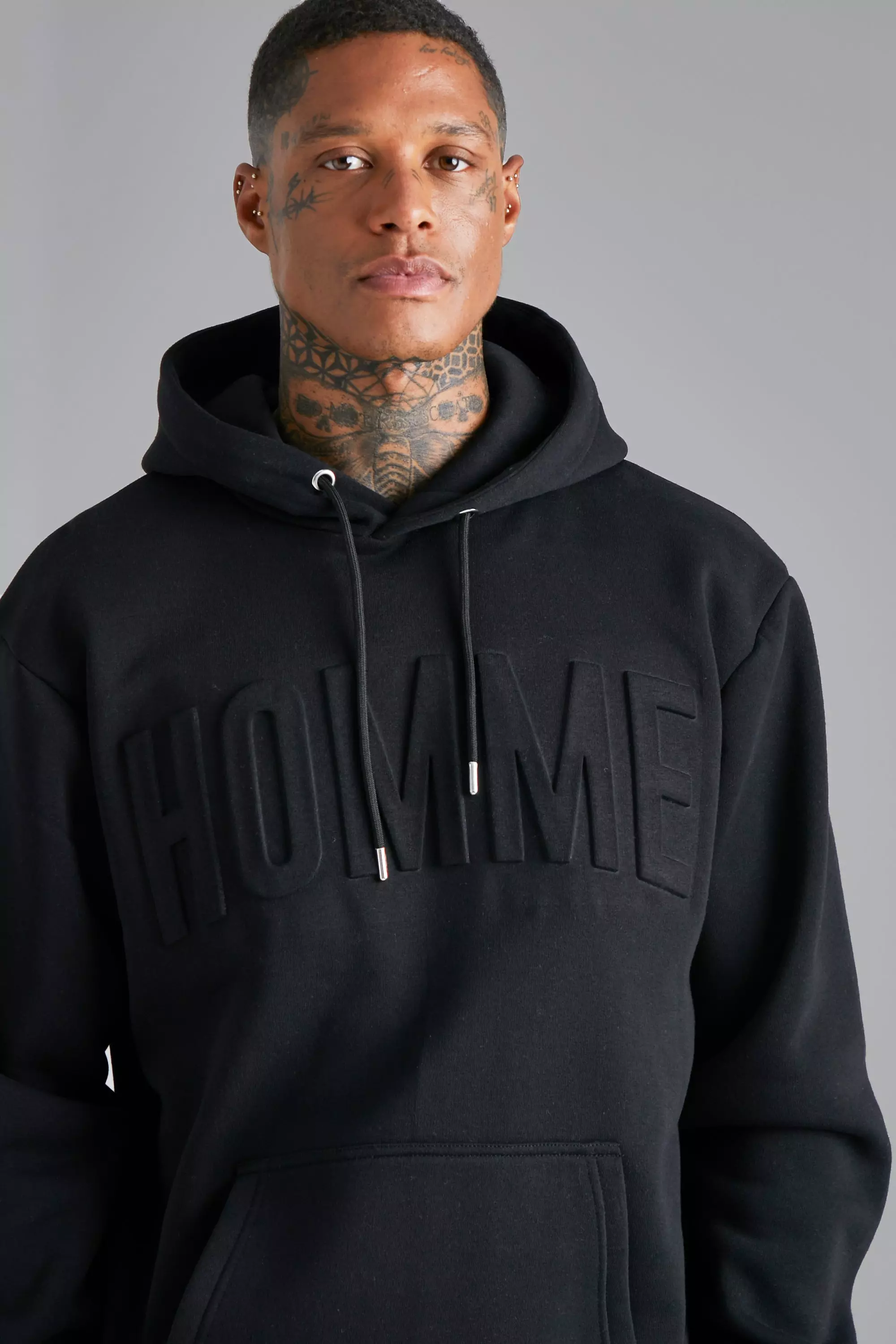 HOMME+ 'ESSENTIAL' Box Logo Hoodie Charcoal M