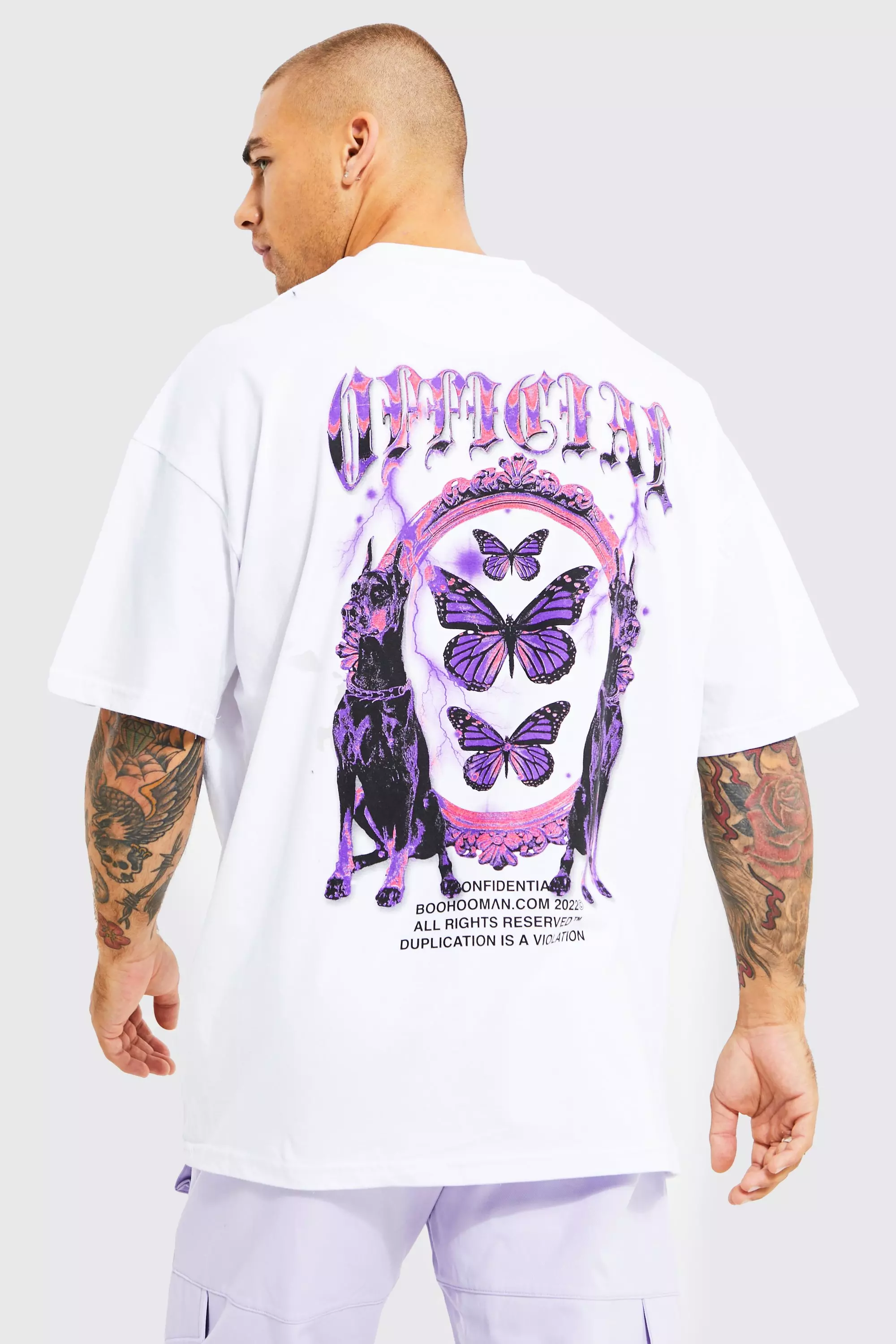 boohooMAN Oversized Extended Neck T-Shirt - White - Size S