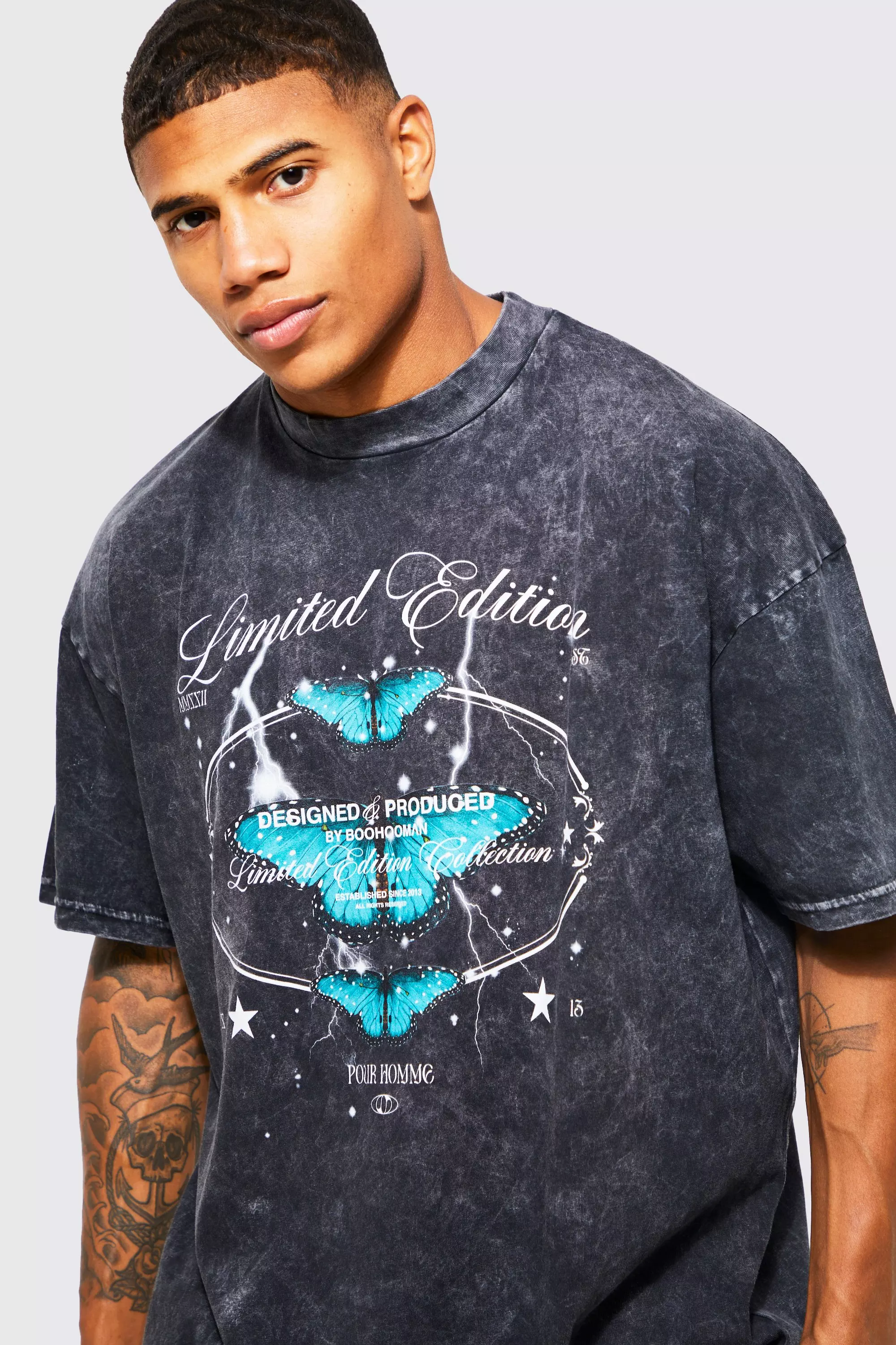 Oversized Worldwide Acid Wash Graphic T-shirt