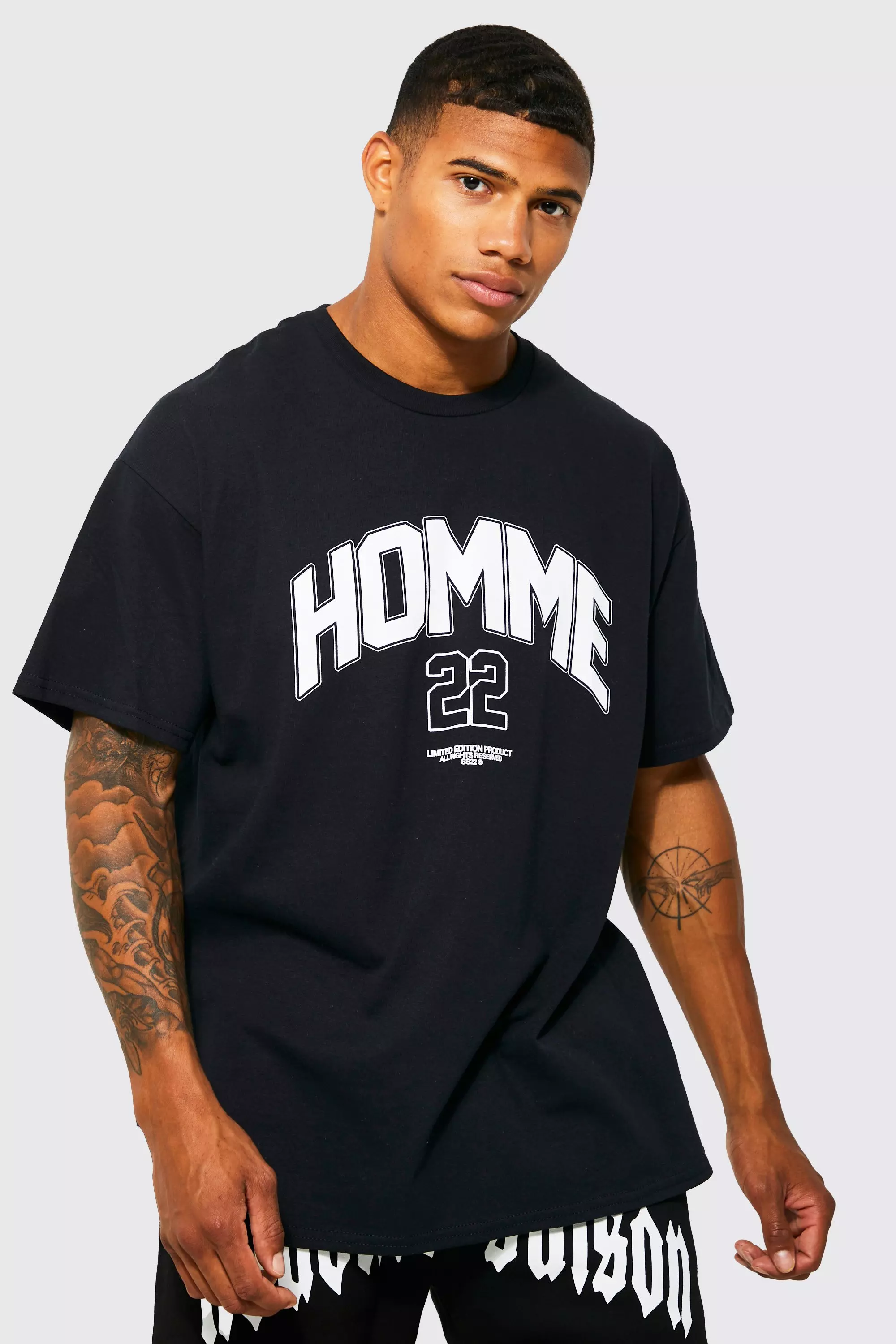 Oversized Homme Varsity T shirt boohooMAN USA