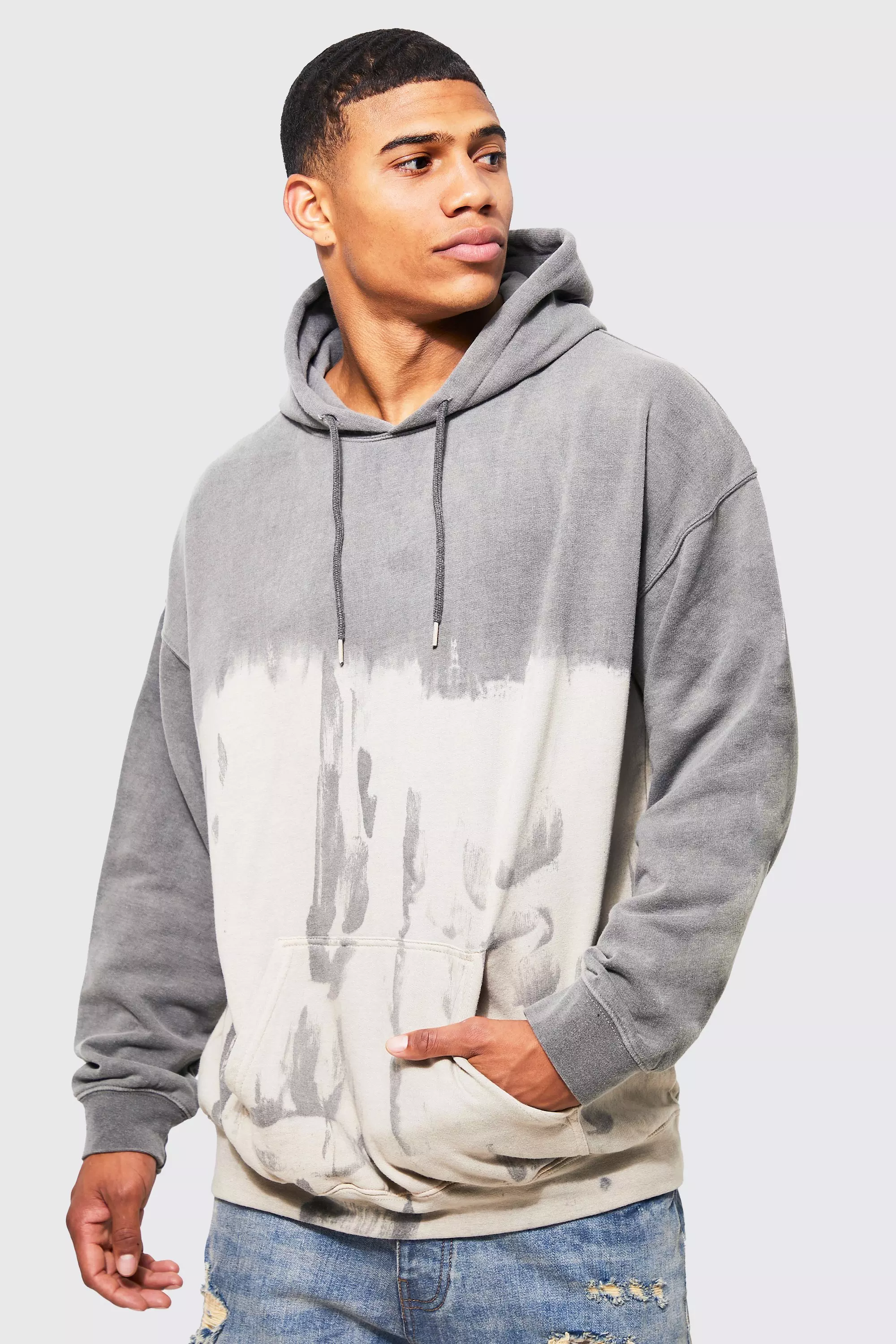 Grey tie shop dye sweatshirt