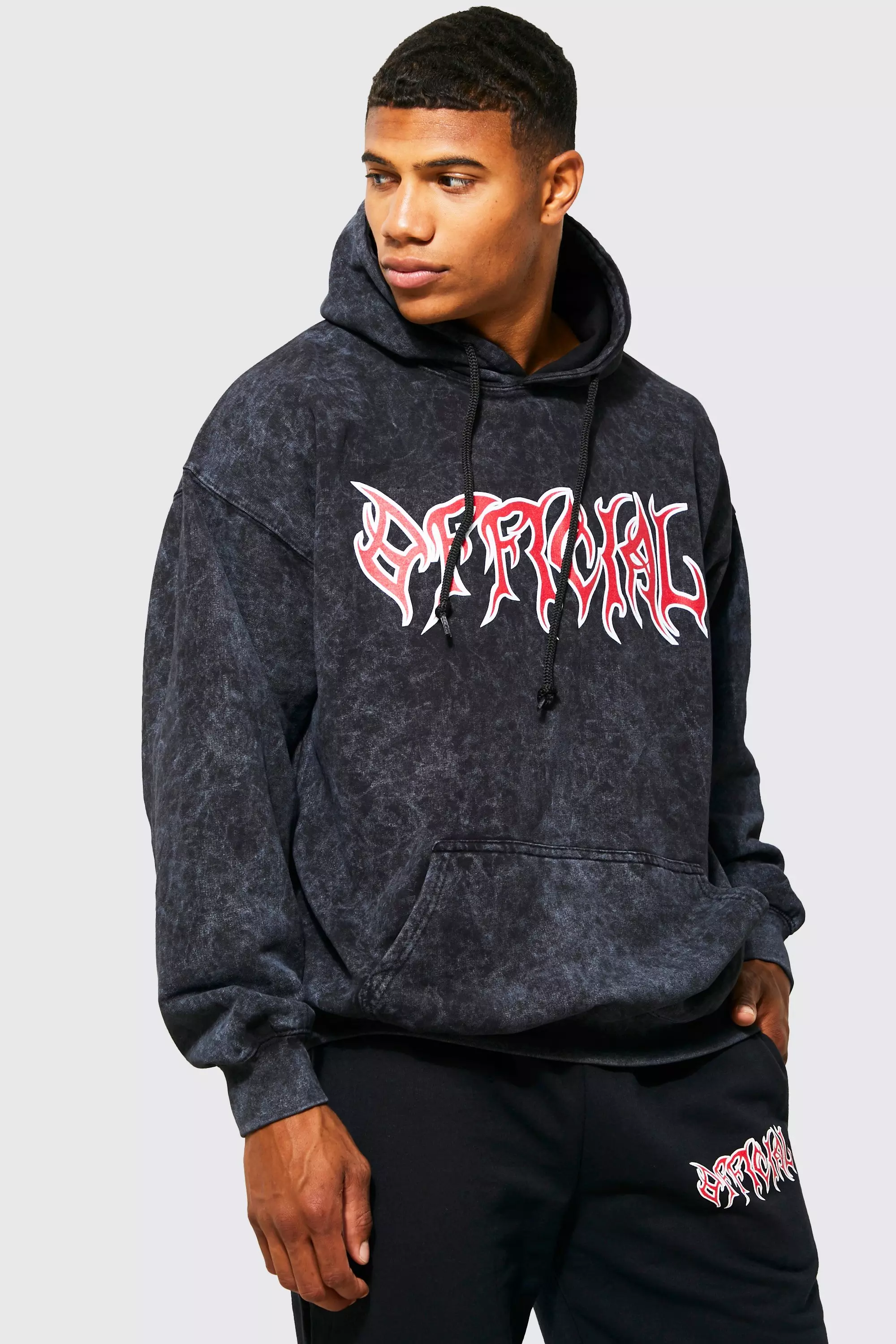 Boohooman acid wash cheap hoodie