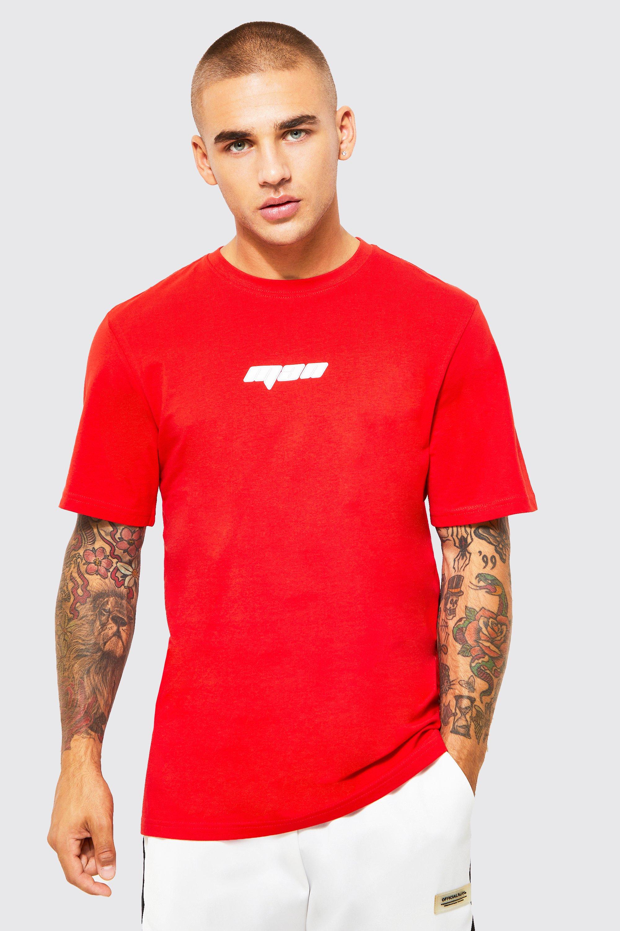 men's man chest slogan graphic t-shirt - red - xl, red