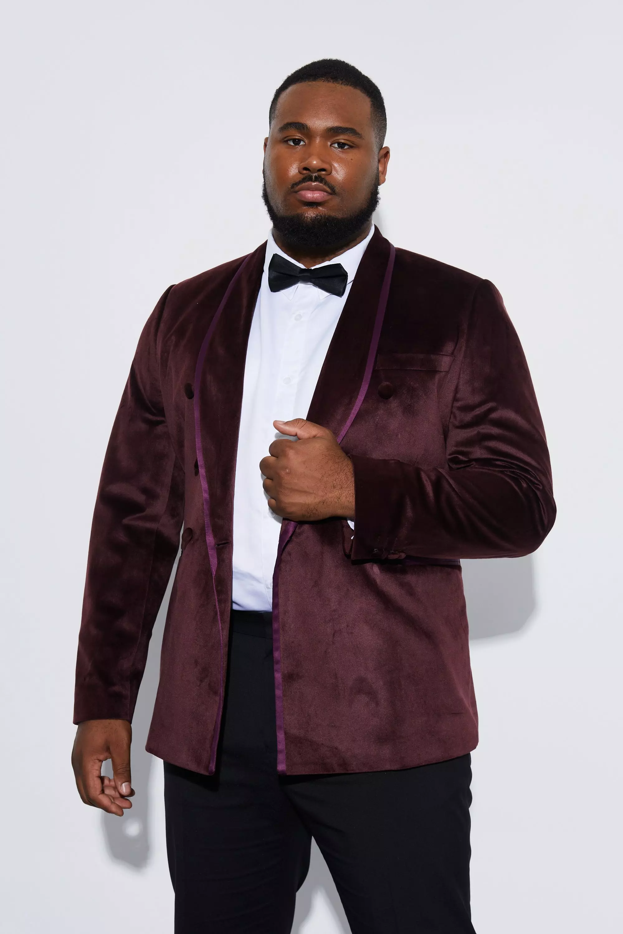 Men's Double Breasted Velvet Blazer Burgundy Velvet Dinner 