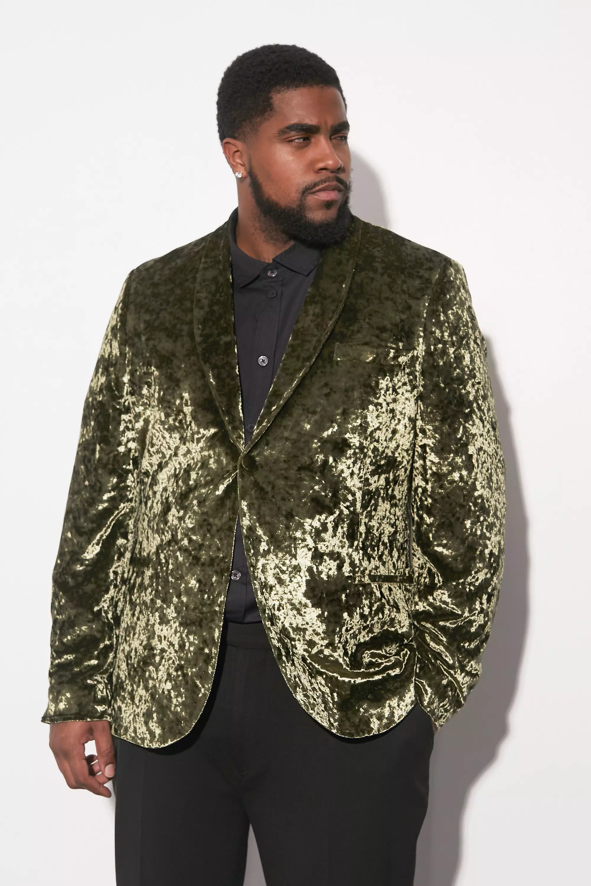 Plus Skinny Crushed Velvet Blazer