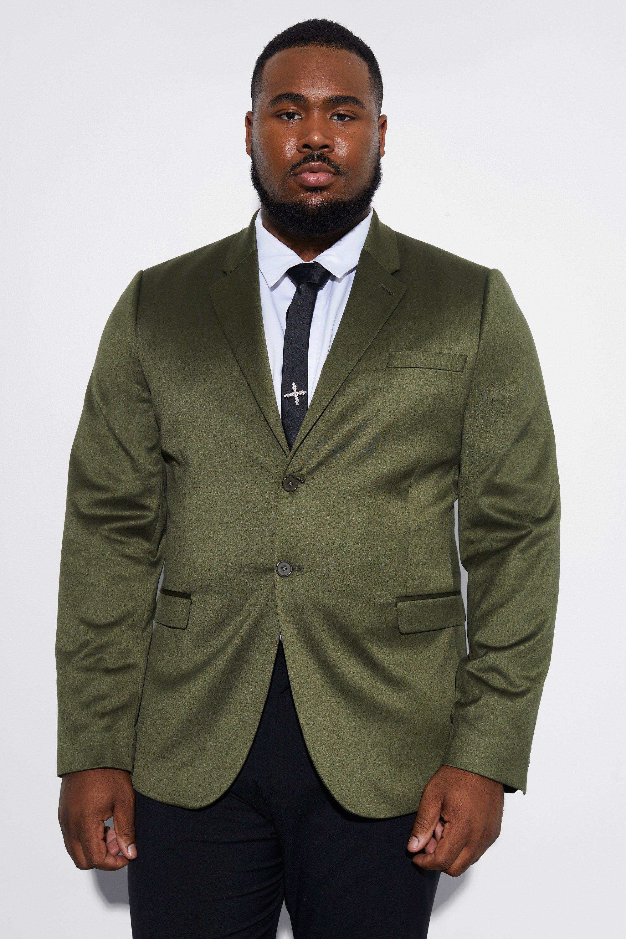 grande taille - veste de tailleur satinée homme - vert - 48, vert