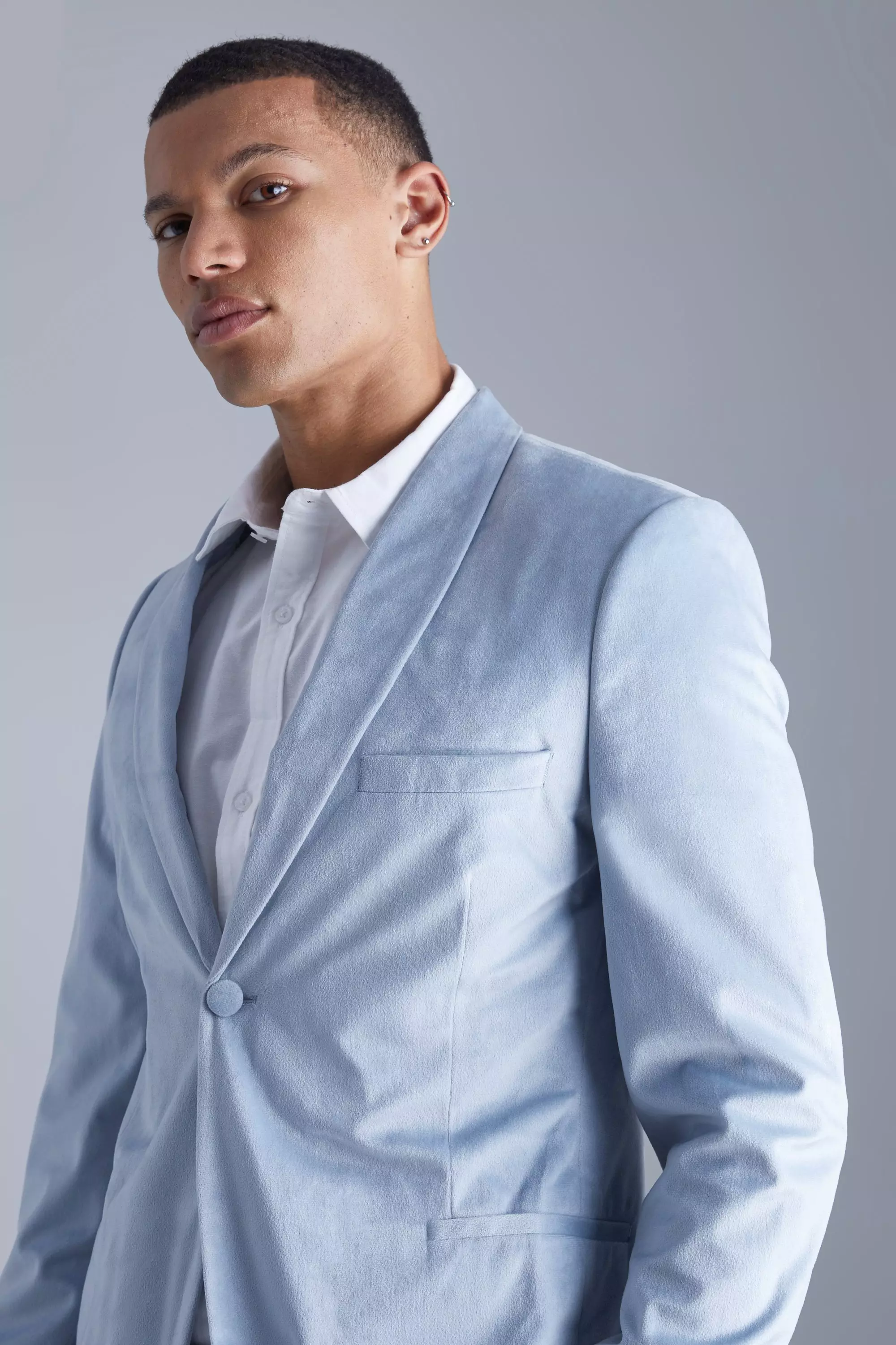 Blue velour clearance blazer