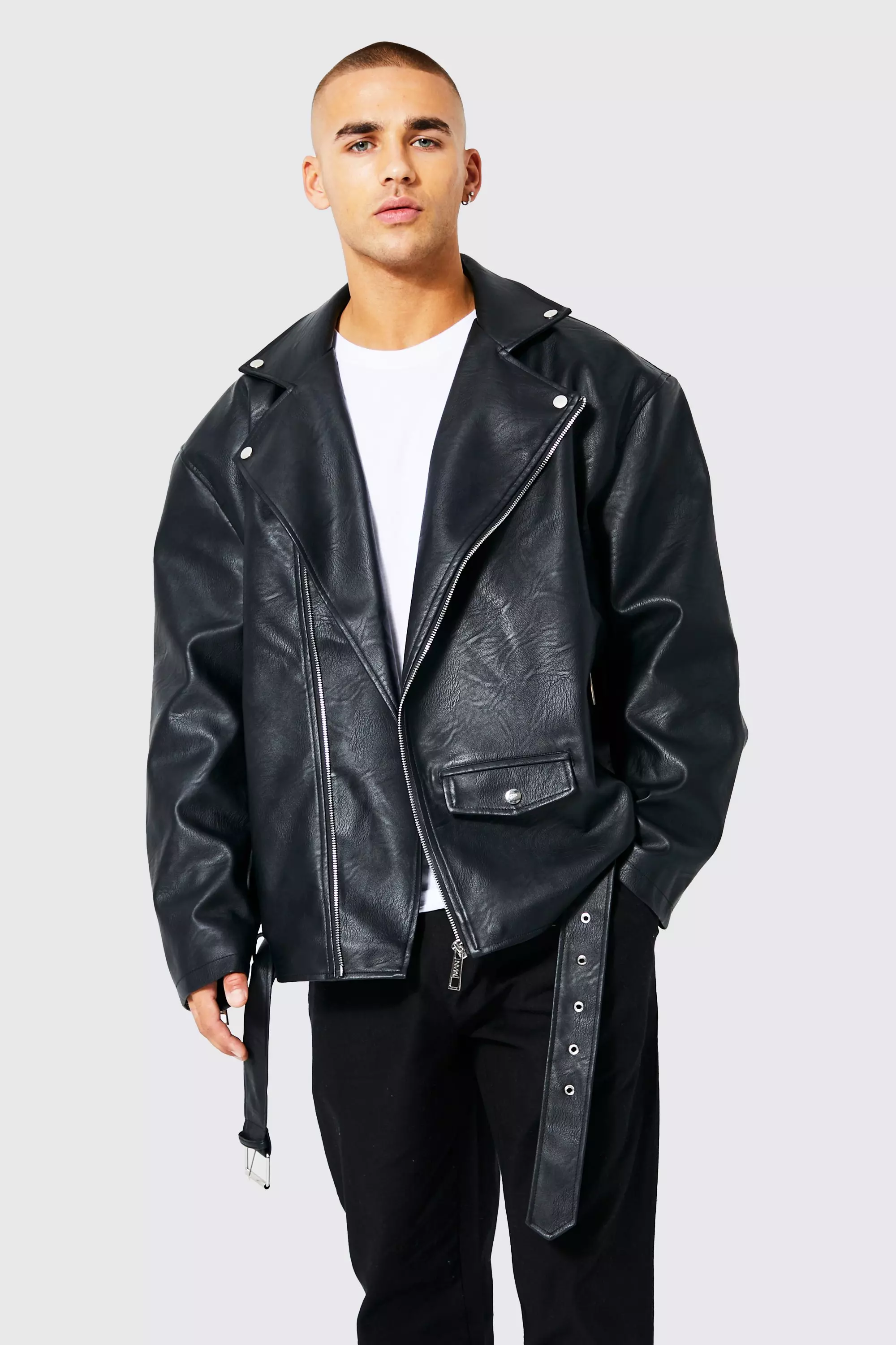 faux leather motorcycle jacket