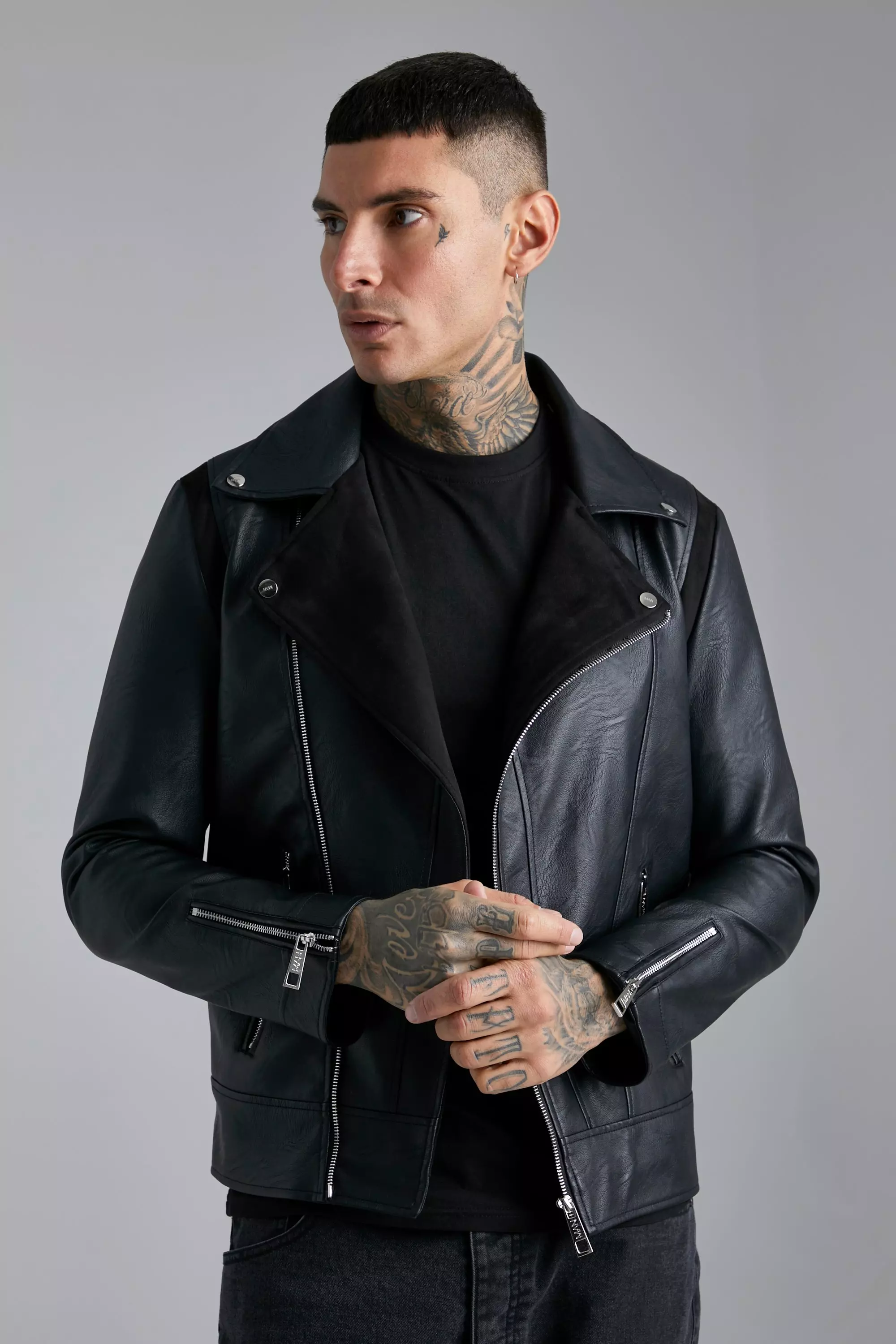 Faux leather biker jacket - Men