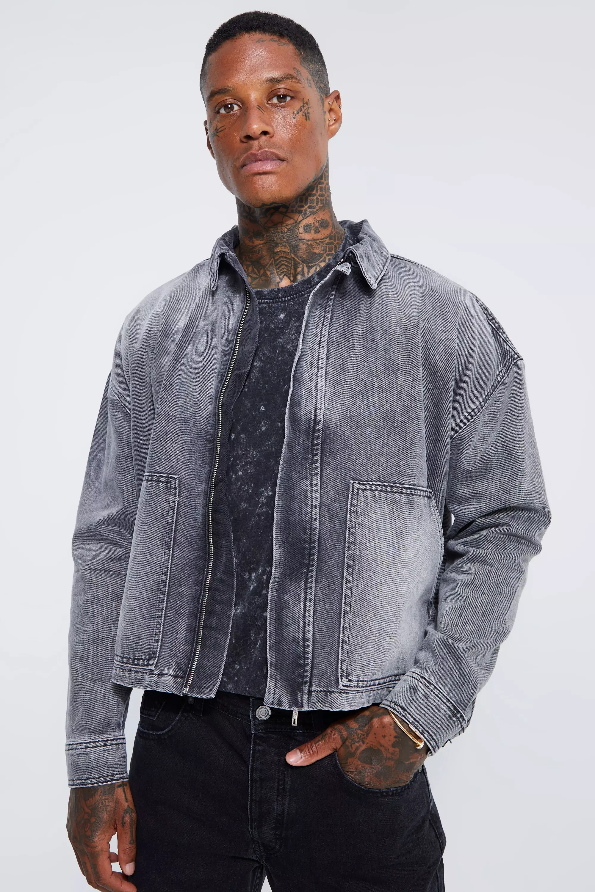 Washed grey deals denim jacket