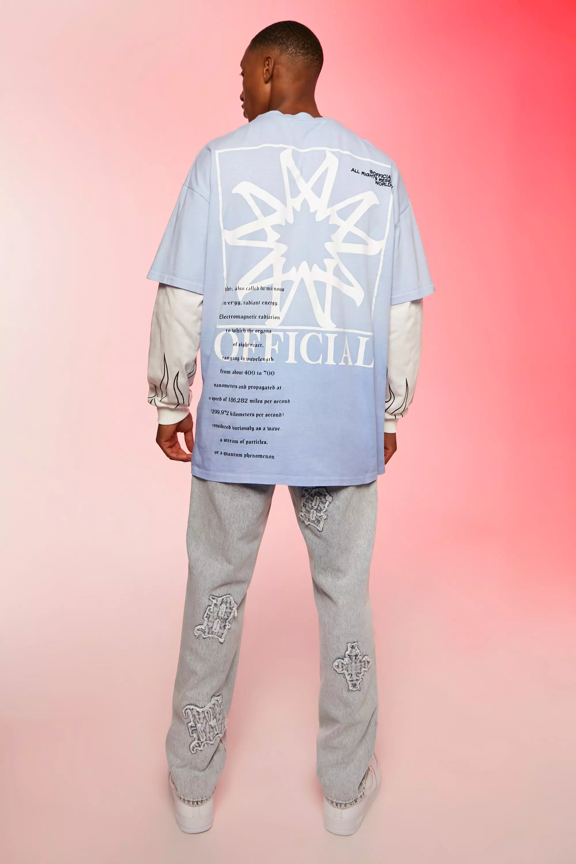 Oversized Ombre Faux Layer Graphic T-shirt | boohooMAN USA