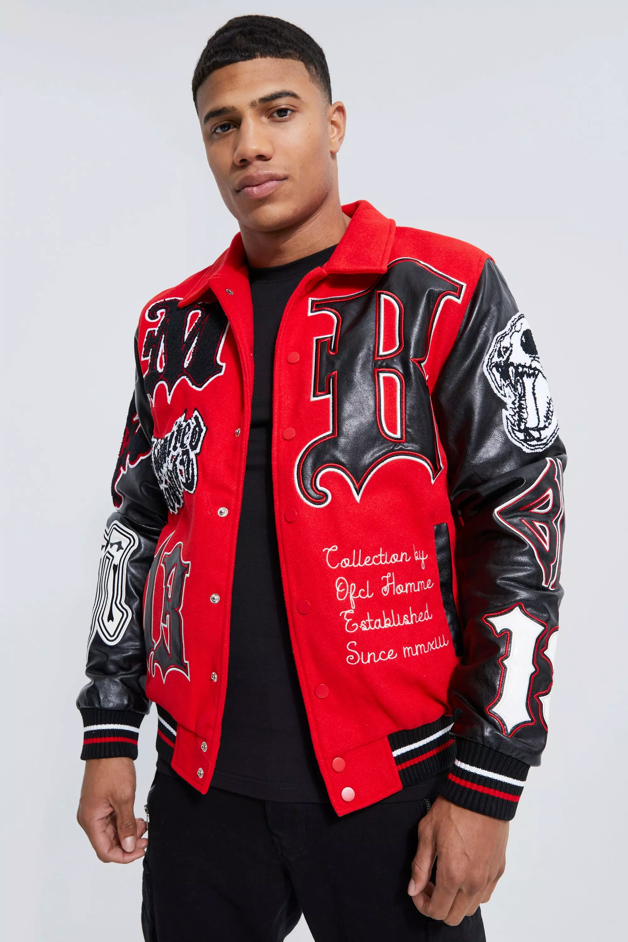 NBA All Over Badge Black Varsity Jacket