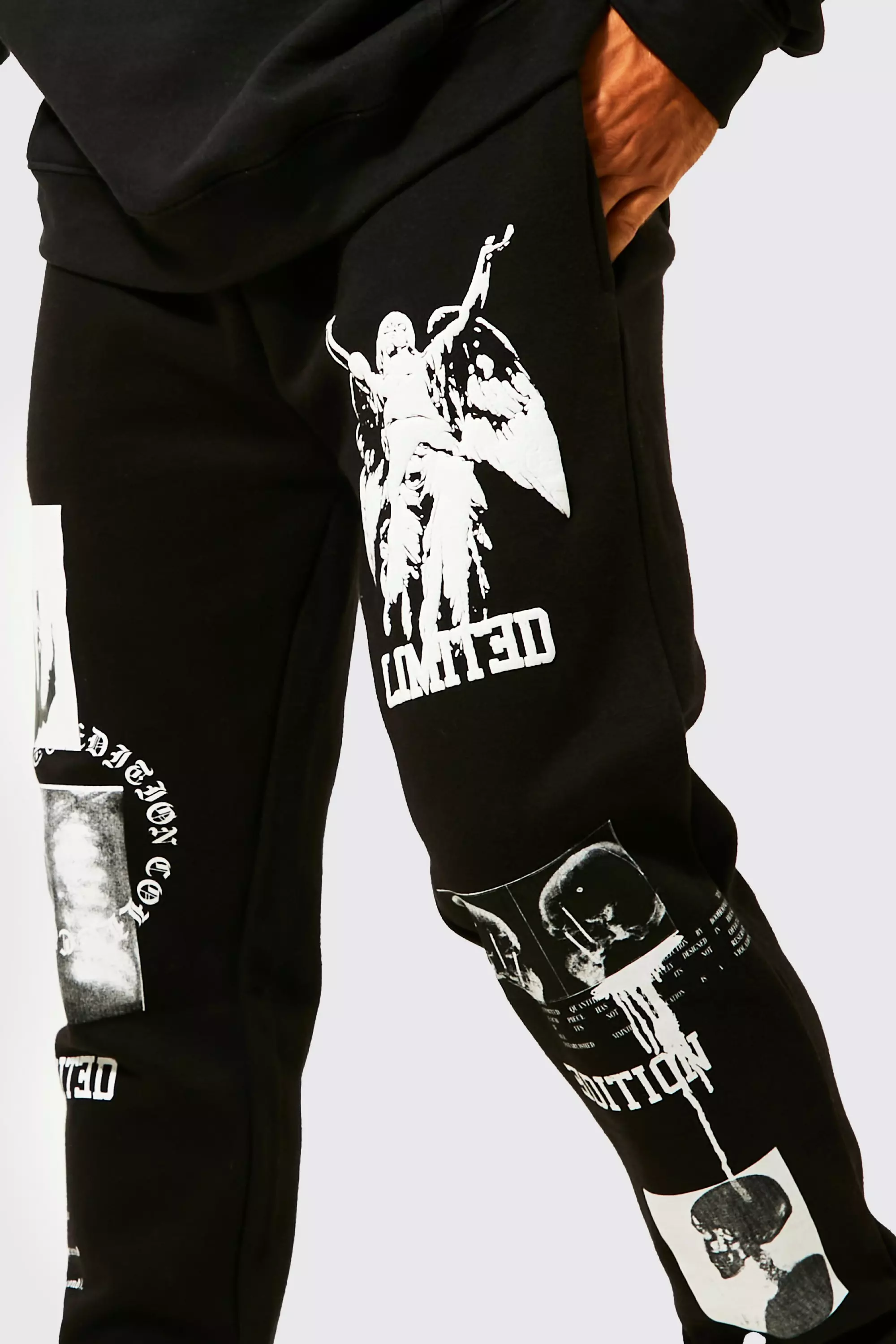 Regular Fit Multi Graphic Joggers boohooMAN UK