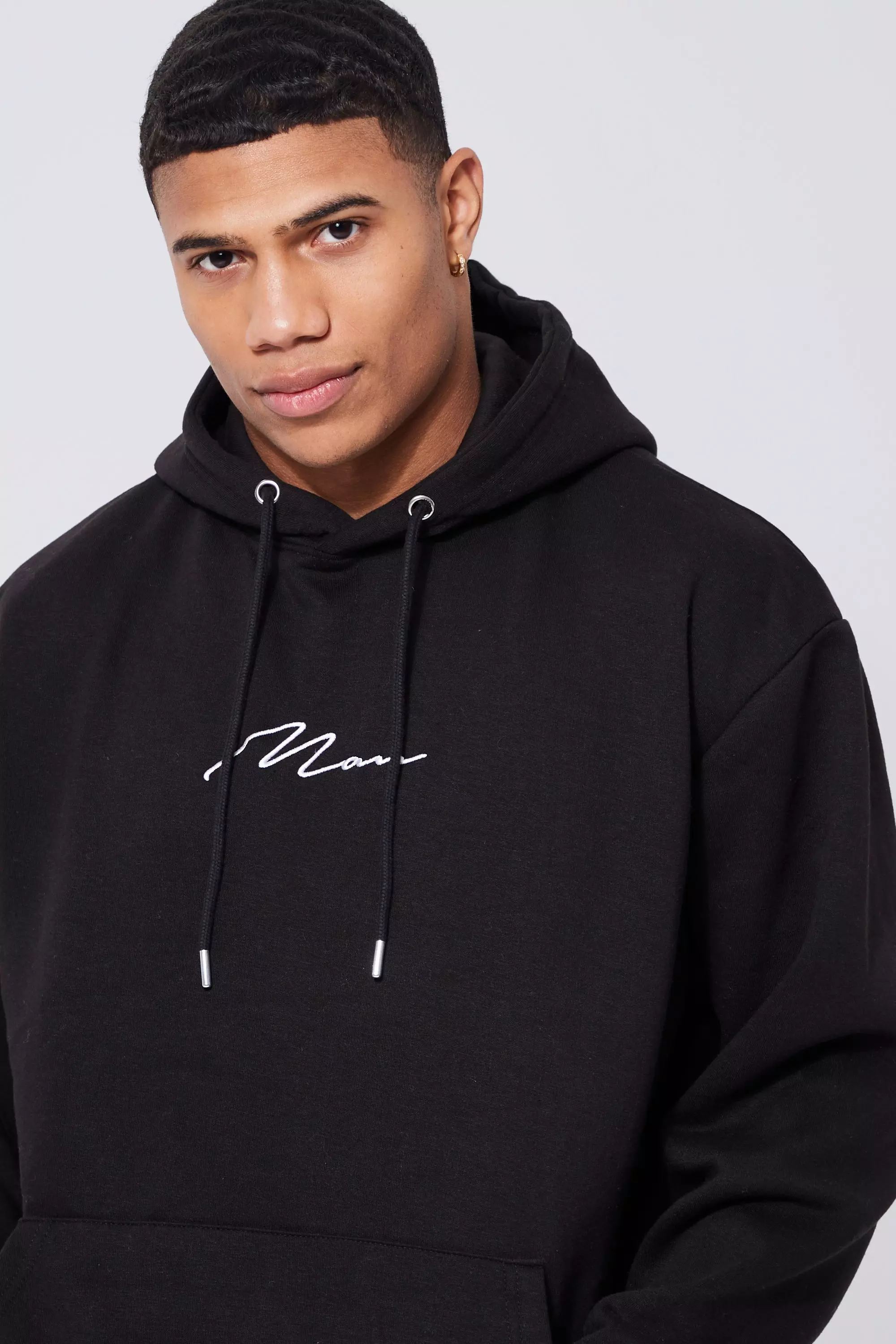 MAN Signature Embroidered Oversized Hoodie