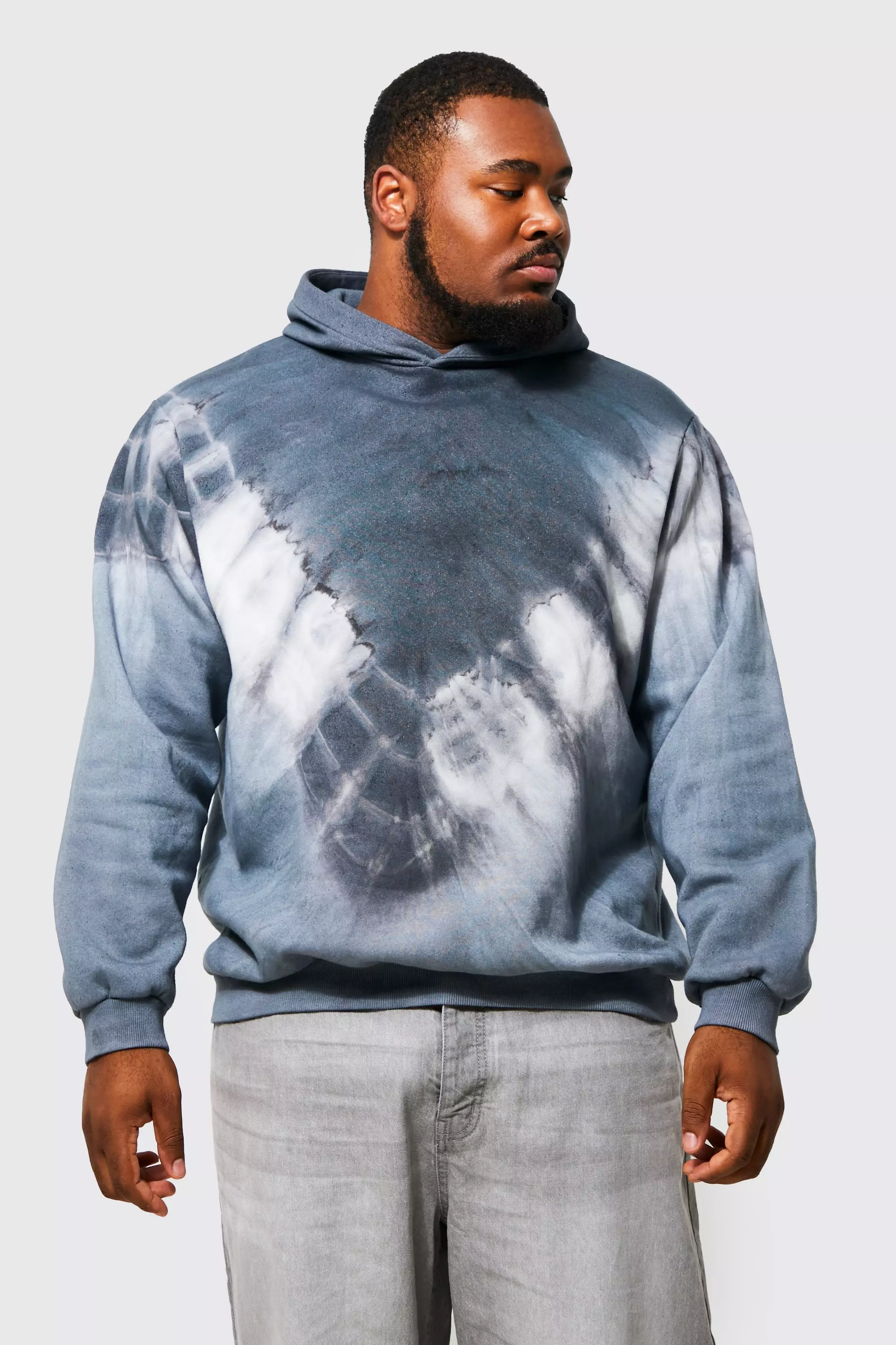 Plus Tie Dye Hoodie boohooMAN USA