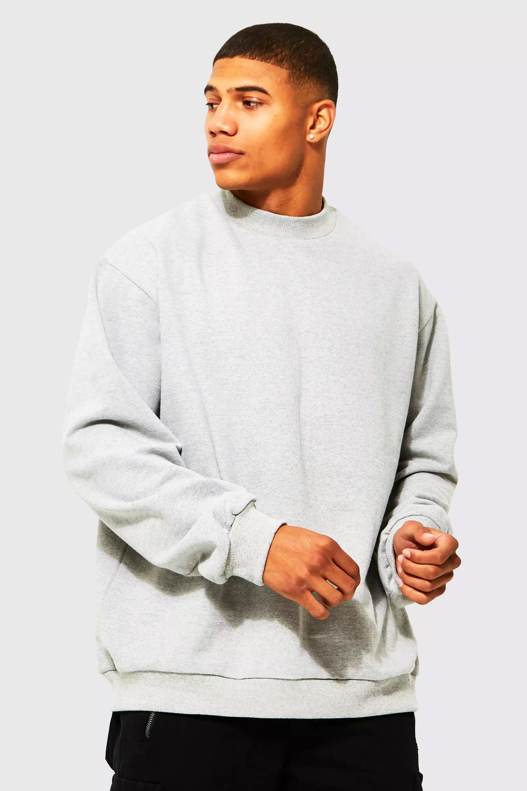 Grey Marl Oversized Crewneck Sweater.