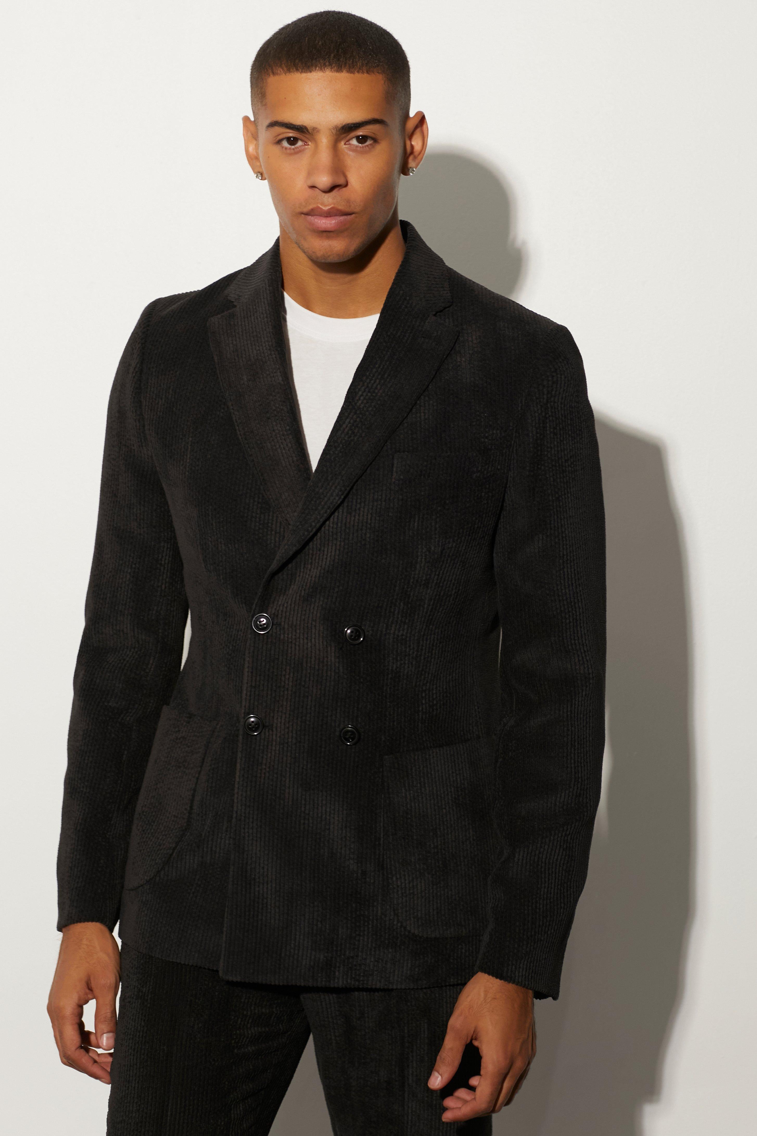 veste de costume droite en velours côtelé homme - noir - 34, noir