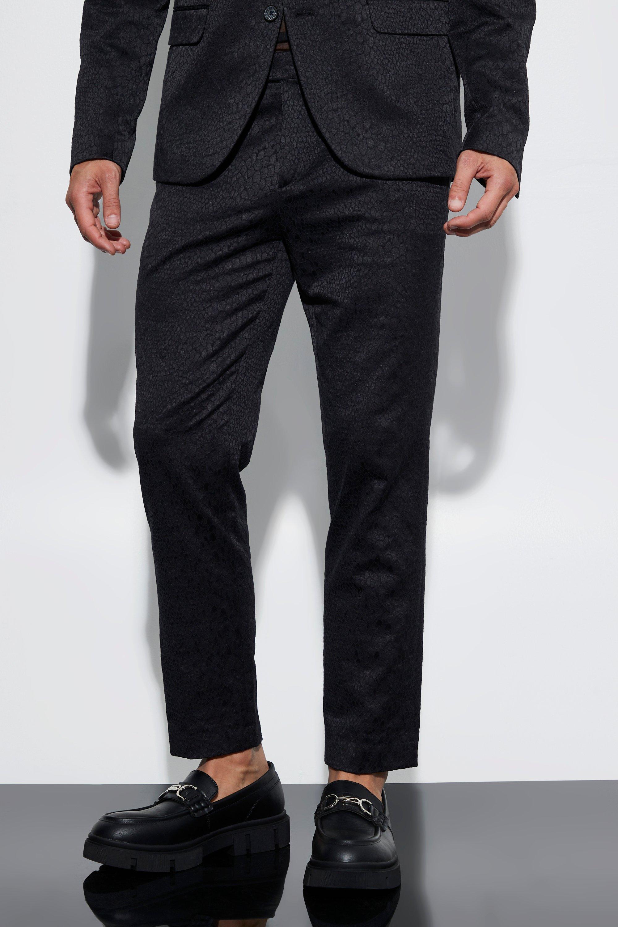 pantalon de costume slim à imprimé serpent homme - noir - 28, noir
