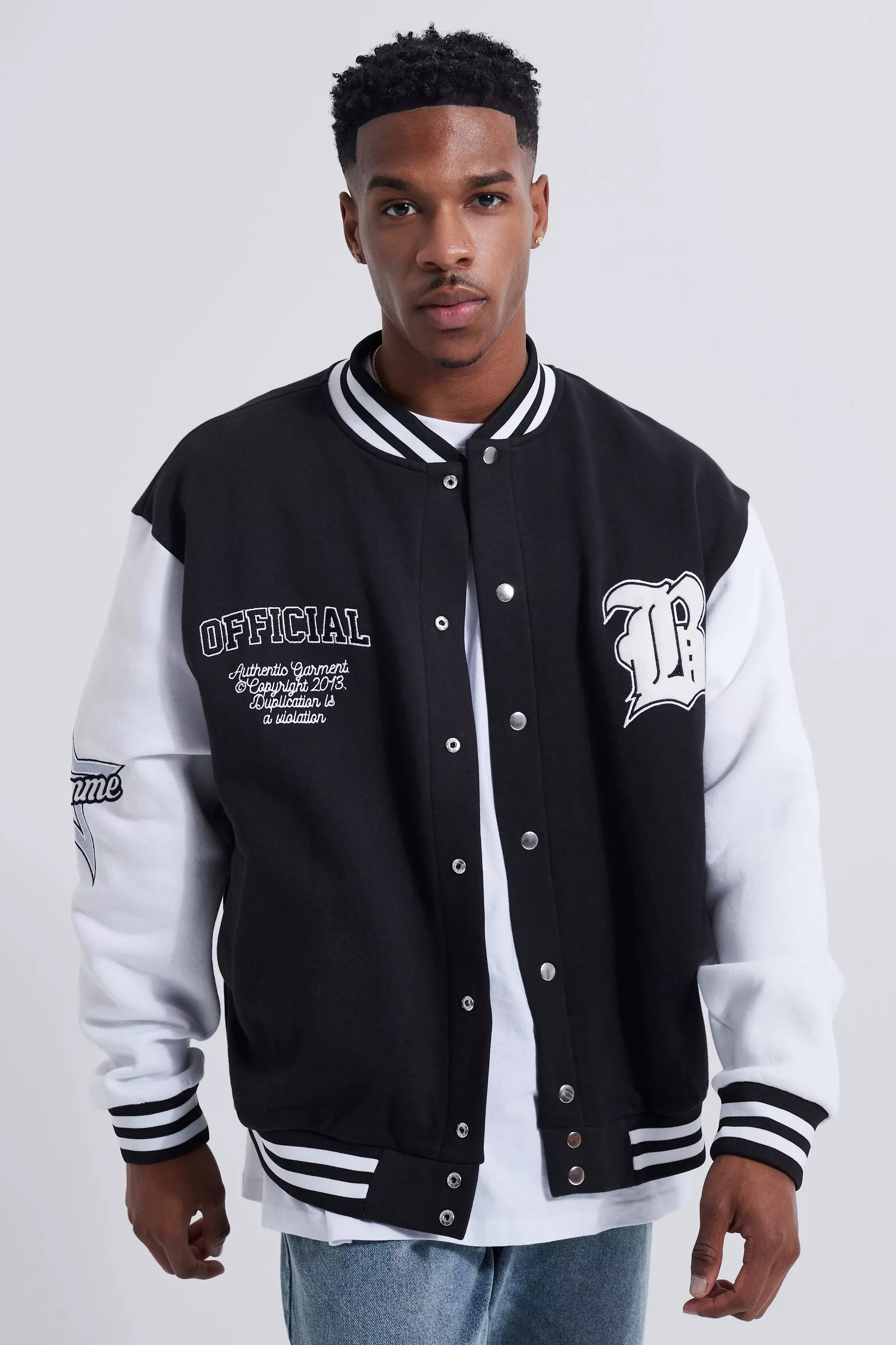 NBA All Over Badge Black Varsity Jacket