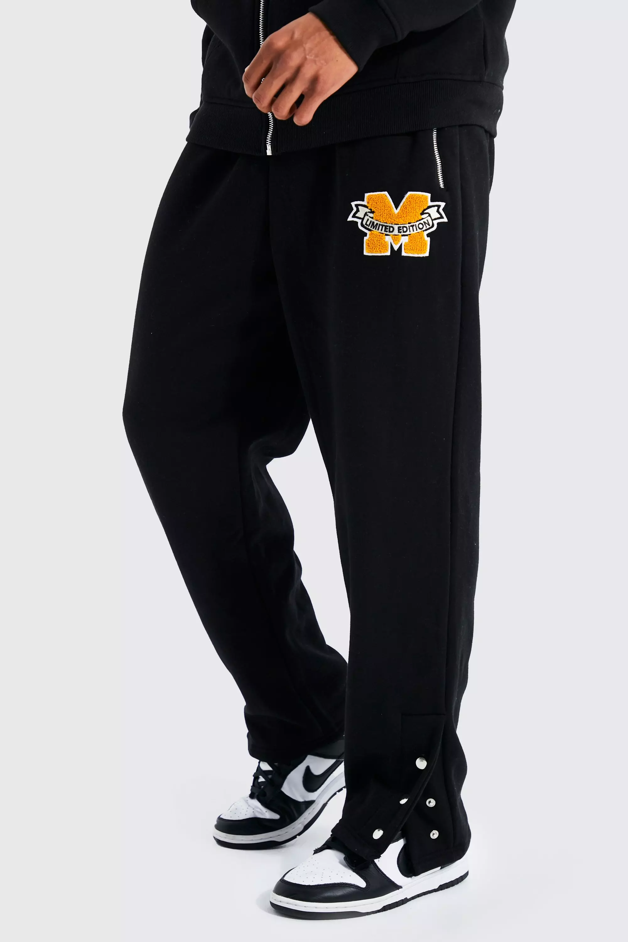 Straight Leg Popper Varsity Graphic Sweatpants