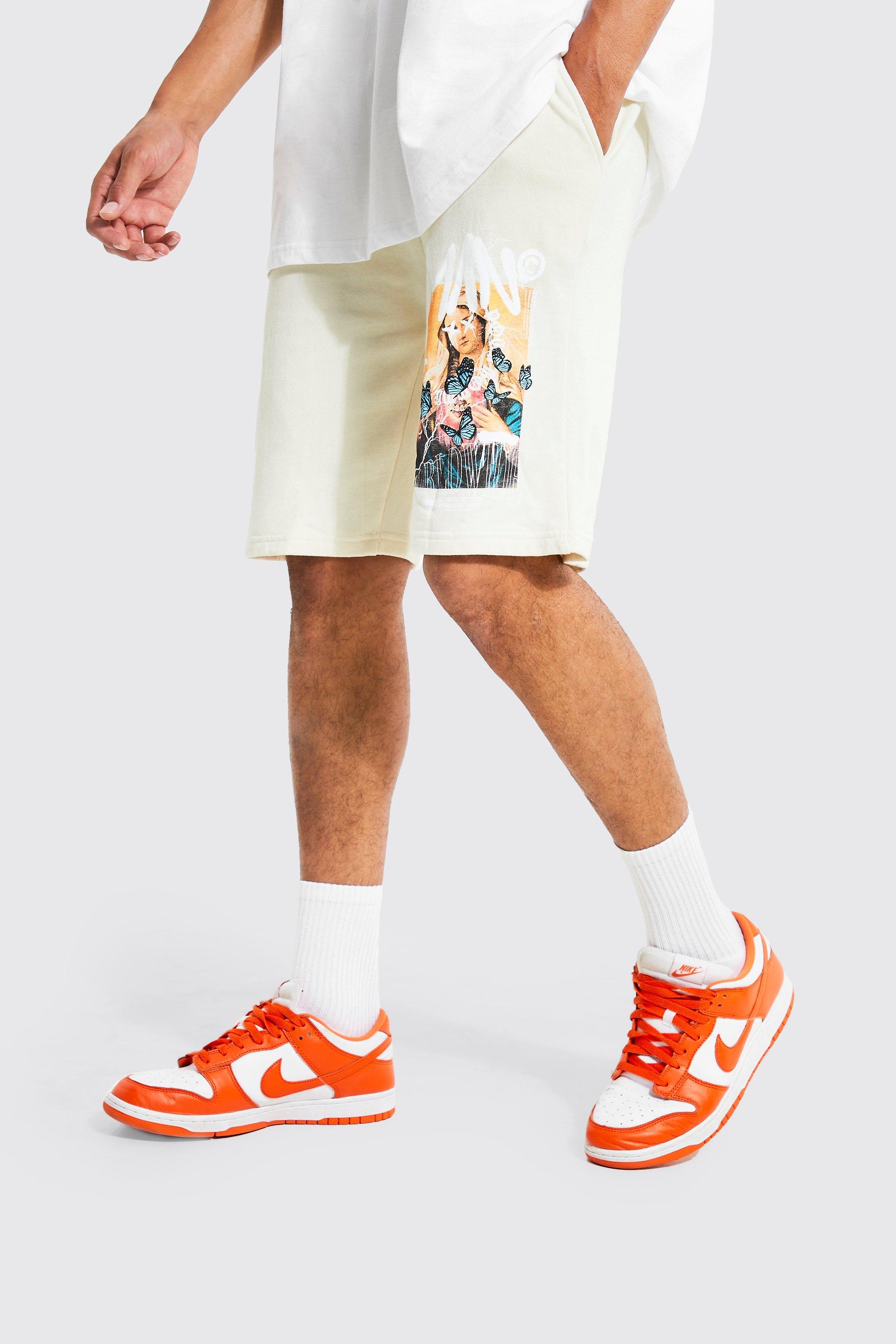 Image of Pantaloncini Tall Man in jersey con stampa rinascimentale, Cream