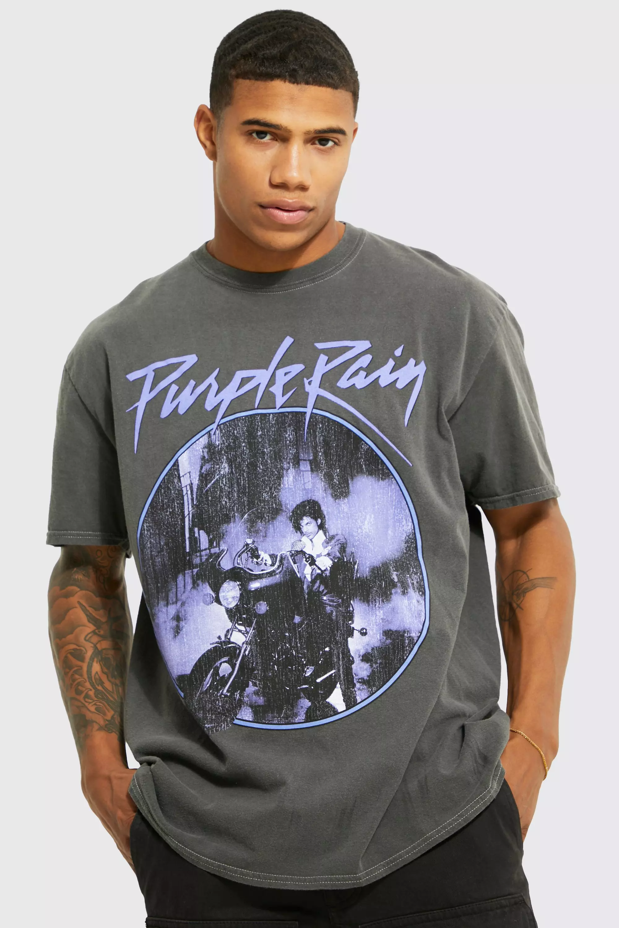 Oversized Prince Acid Wash License T-shirt