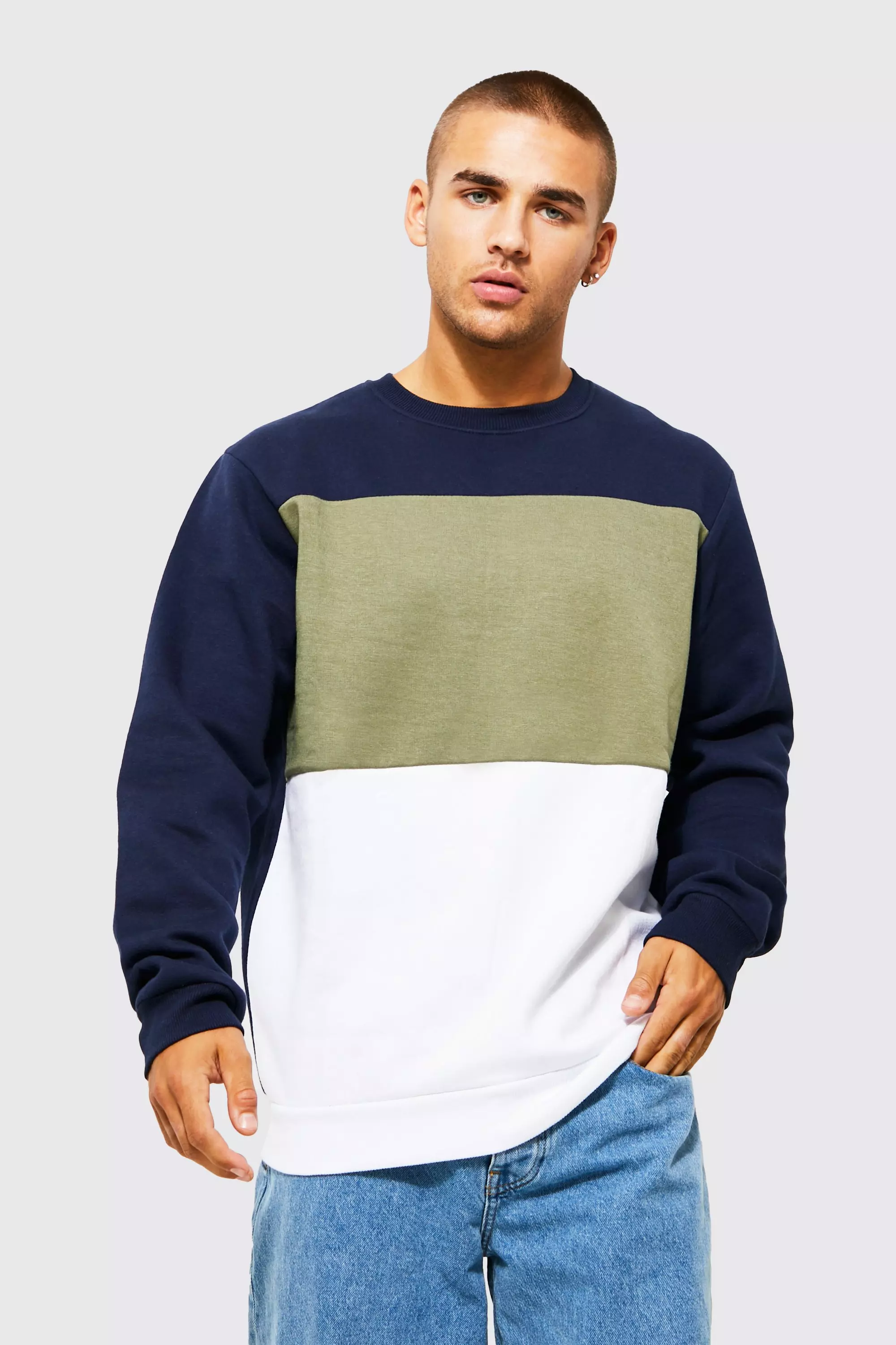 Men's color block sweatshirt hot sale