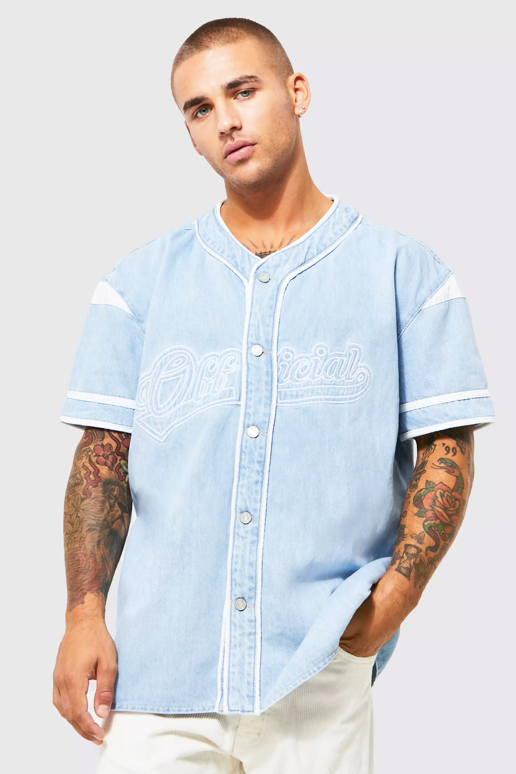 Oversized Official Denim Baseball Shirt
