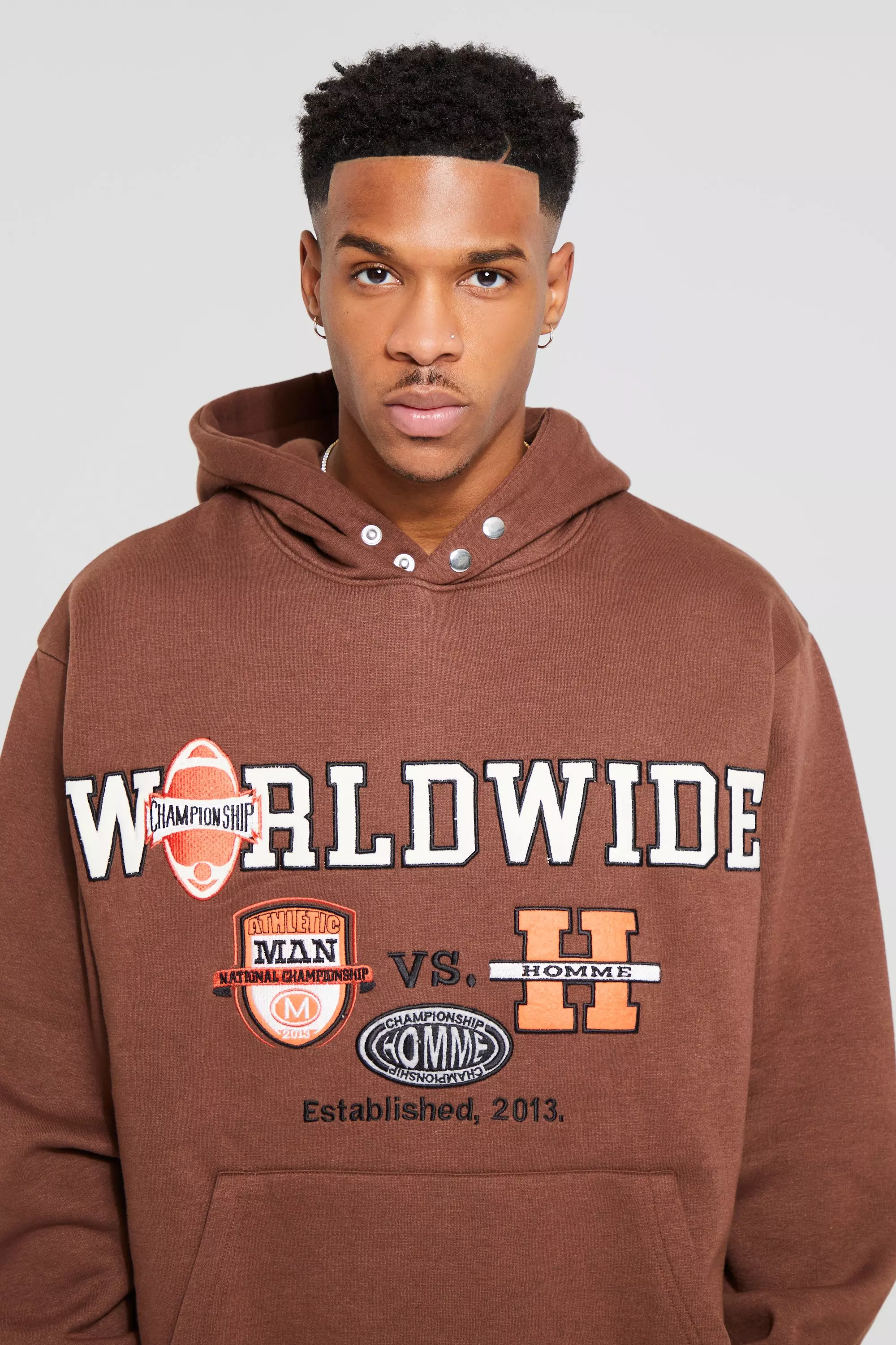 Oversized Badged Varsity Hooded Tracksuit