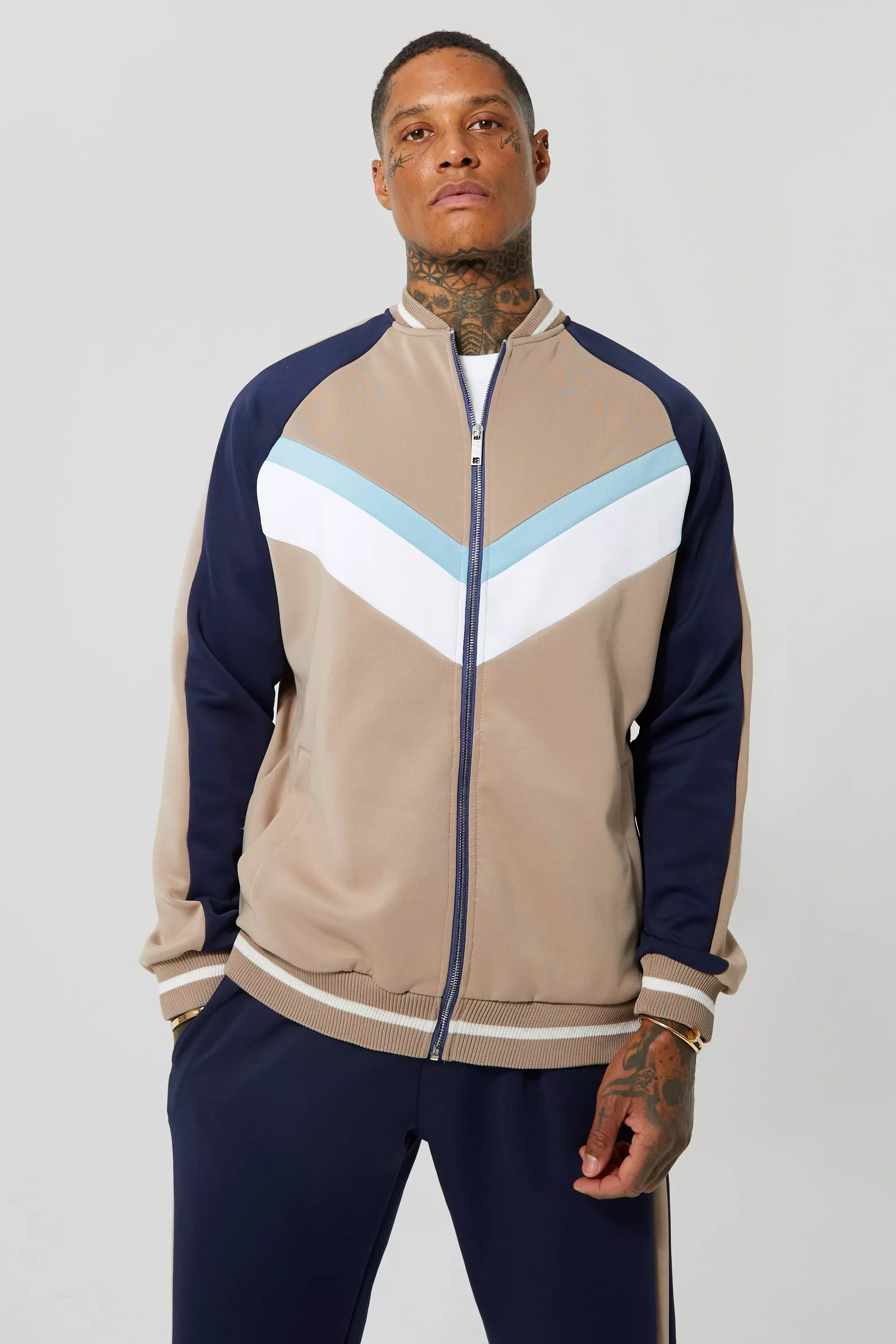 Scuba Colour Block Bomber Tracksuit boohooMAN