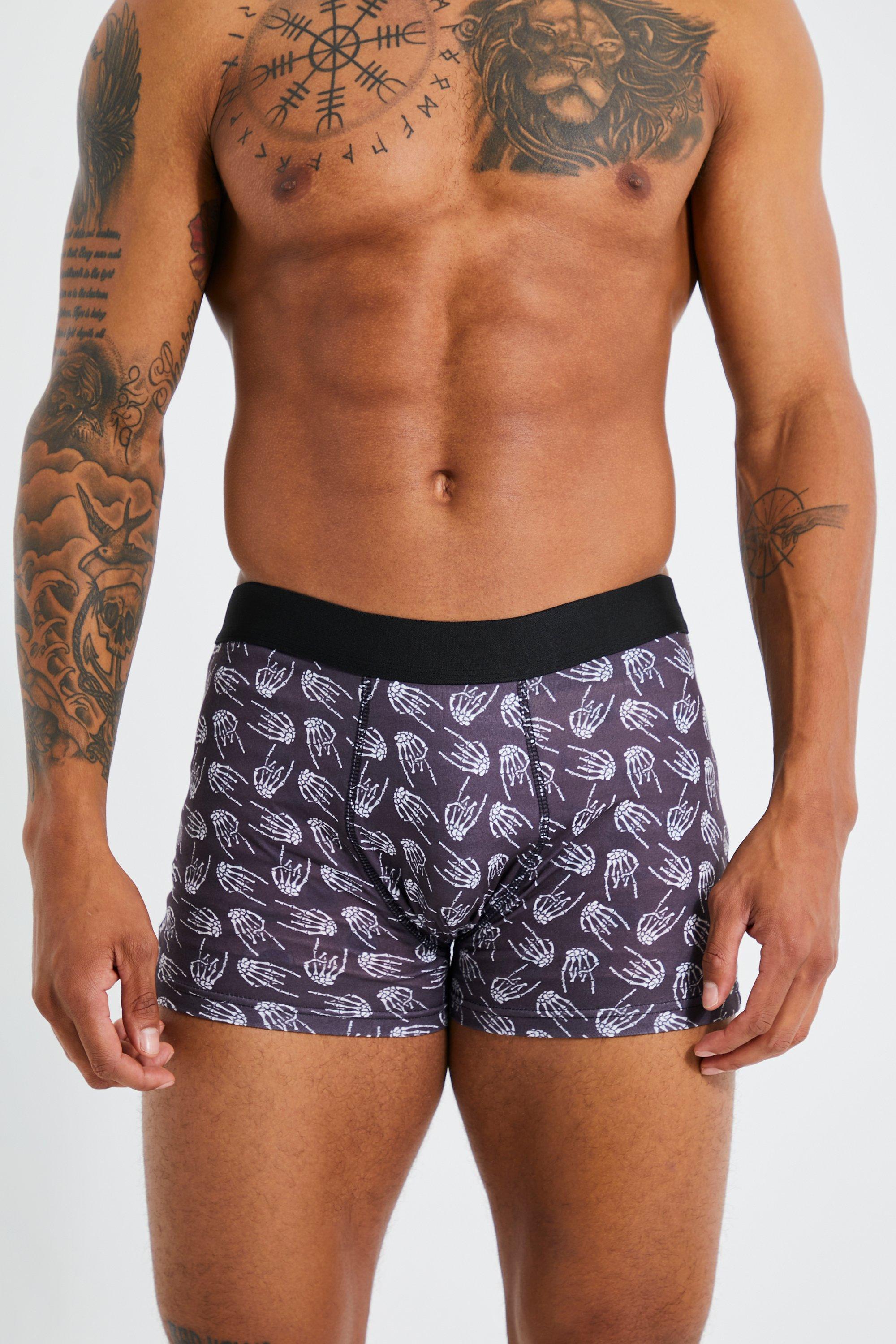 Mens Multi Skeleton Print Boxer, Multi