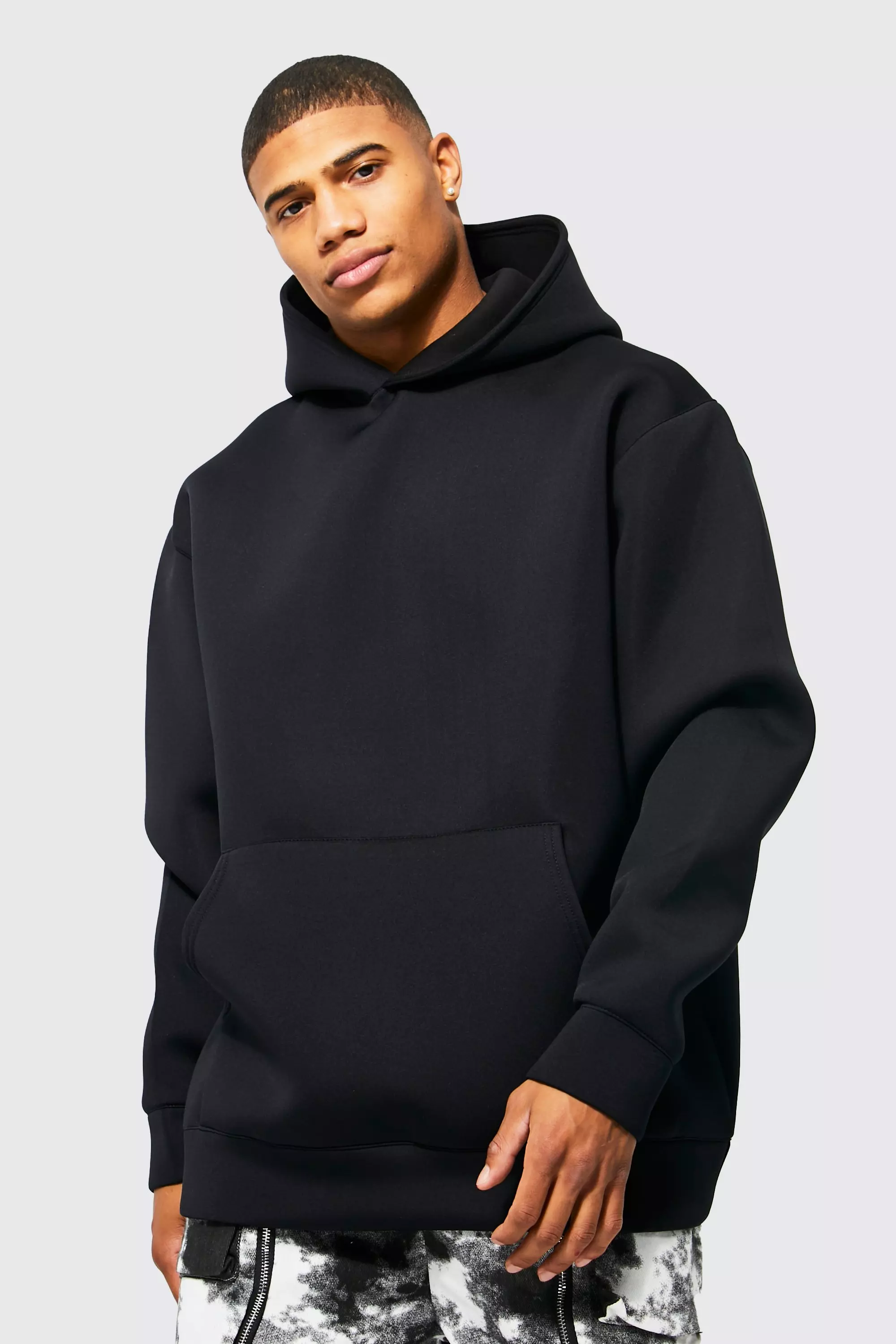 ASOS DESIGN half zip scuba sweatshirt in black